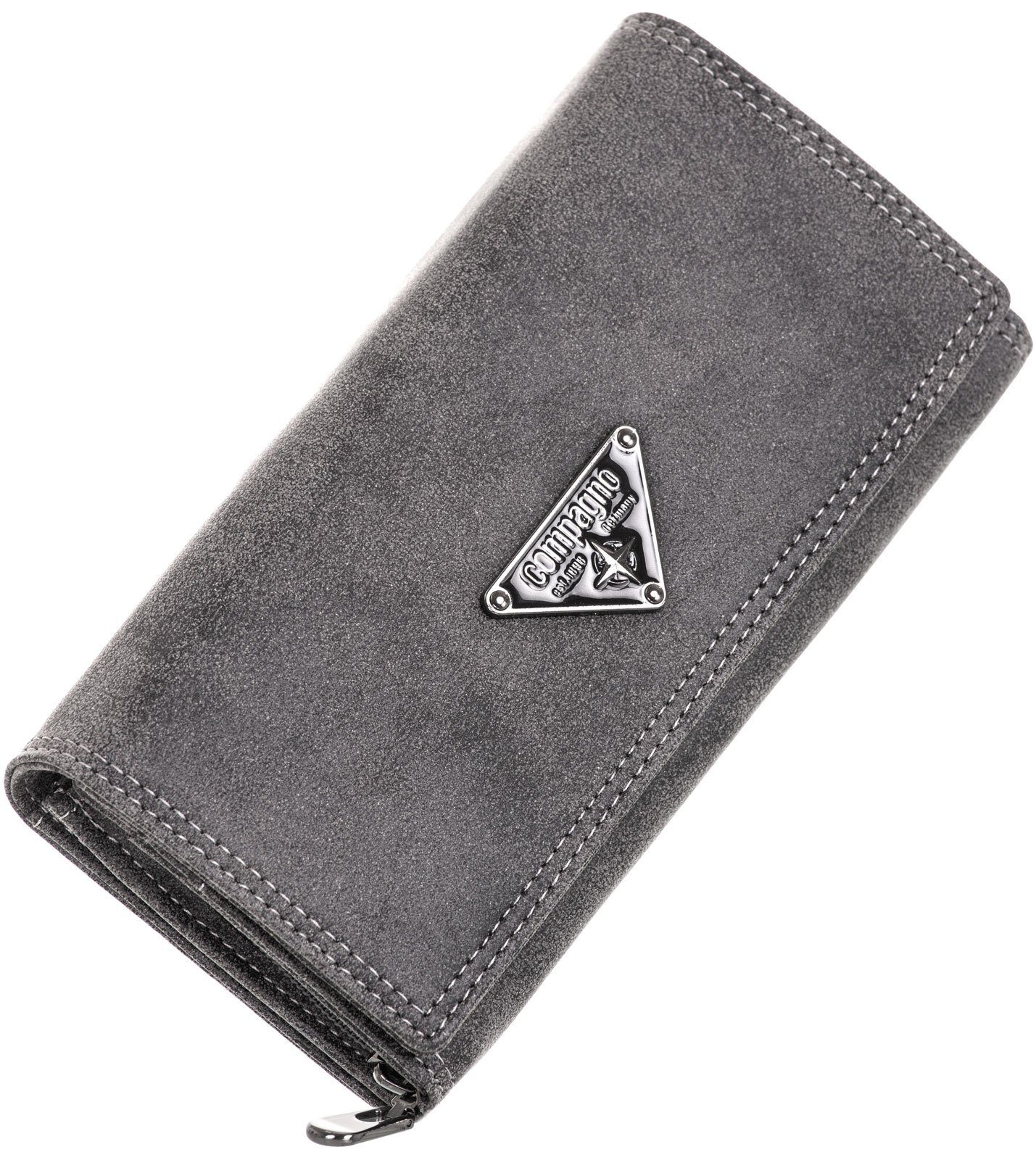 compagno Geldbörse, Damen Geldbörse faltbar uni in Anthrazit Portemonnaie G günstig online kaufen