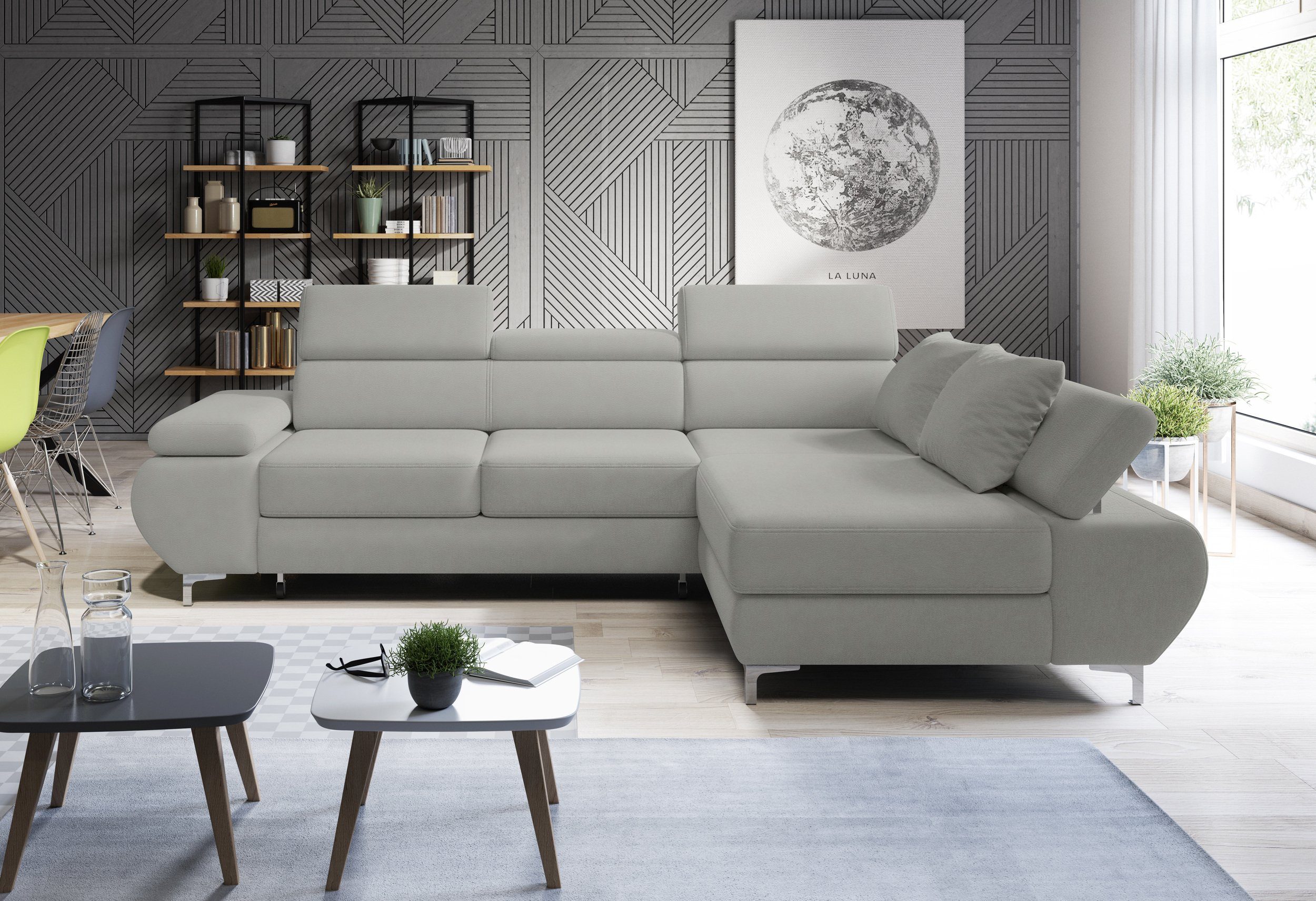 Stylefy Ecksofa Flagman Mini, L-Form, Eckcouch, mane links oder rechts bestellbar, mit Bettkasten und Bettfunktion, Relaxfunktion, Modern Design