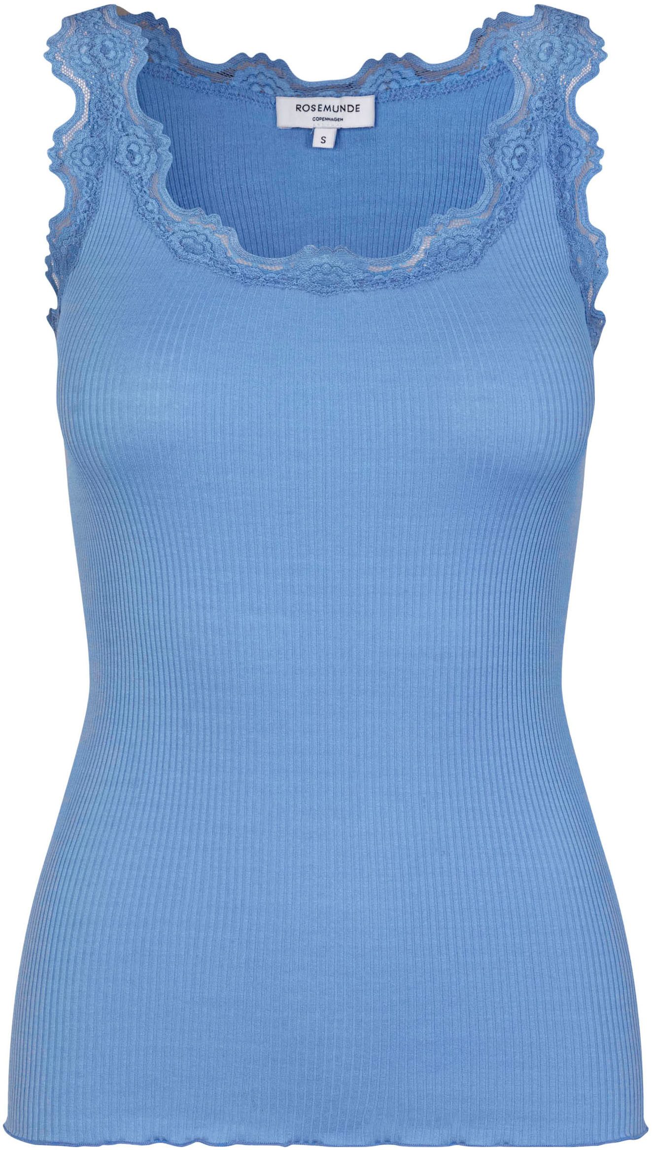 rosemunde Tanktop Babette Silk Top wunderschöner Vintage-Spitzenbesatz an Ausschnitt und Trägern