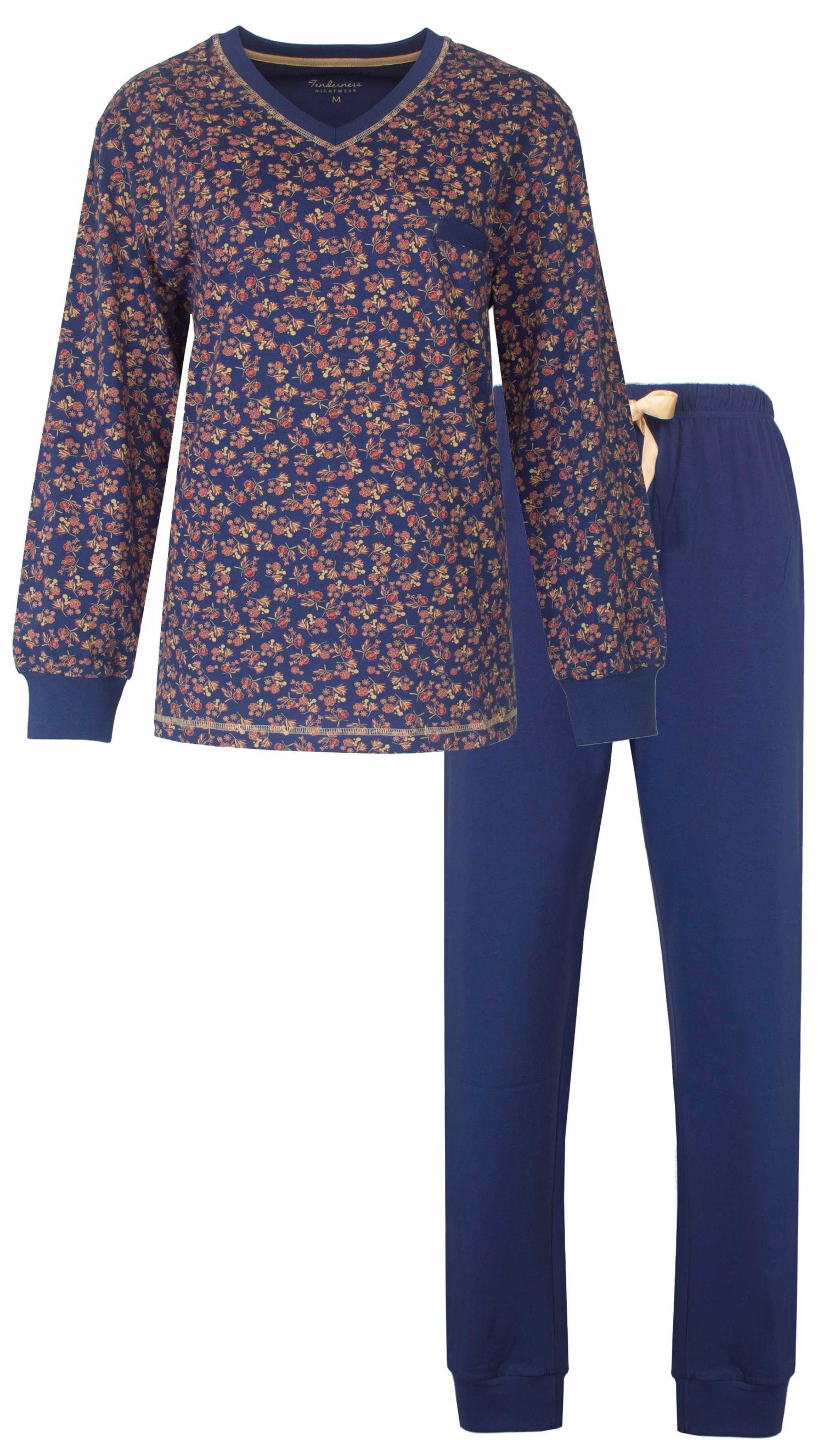 Tenderness Schlafanzug Damen Pyjama lang (2 tlg) Baumwolle