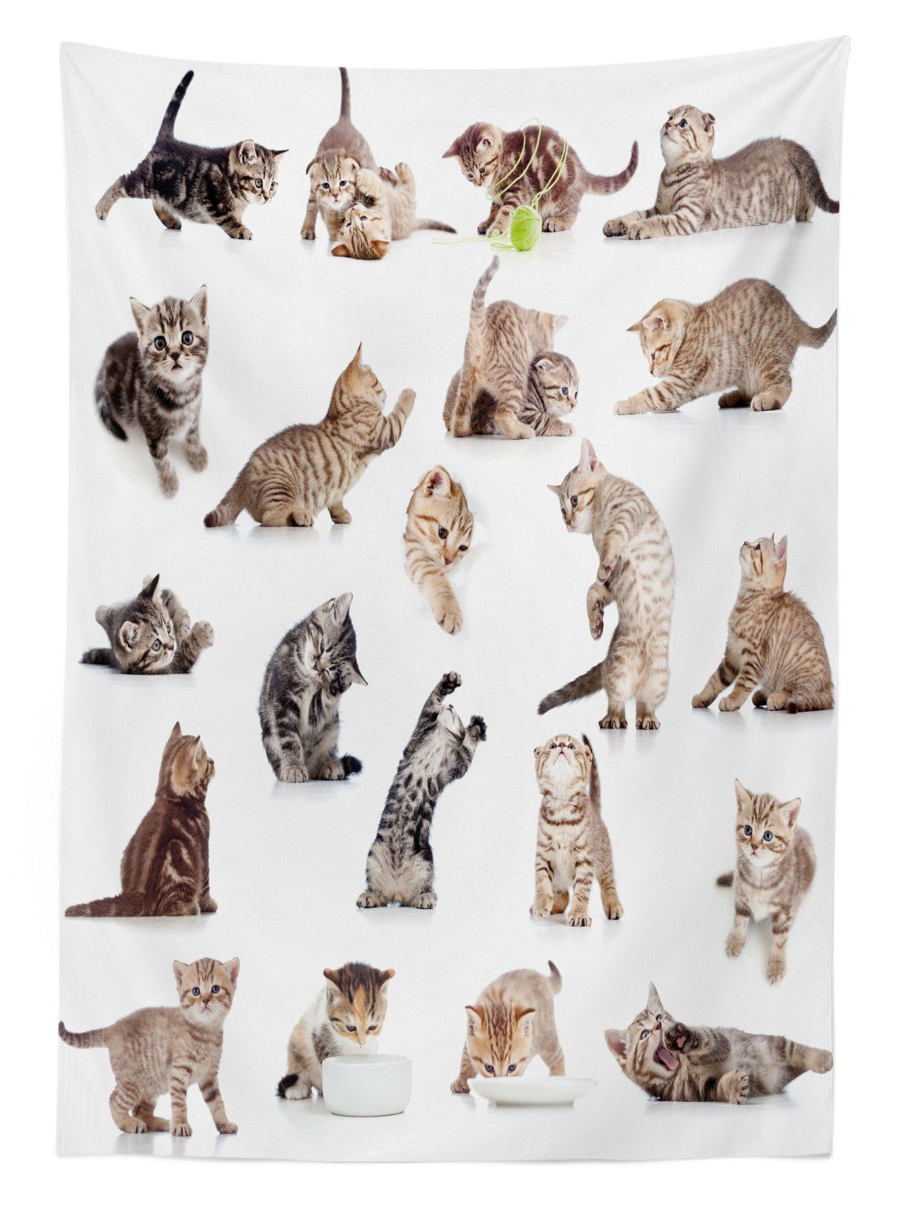 Personalisiert Tischdecke Bild Lustige Farben, Klare Katze Katzen Spielerische Farbfest Bereich Außen Für den geeignet Abakuhaus Waschbar
