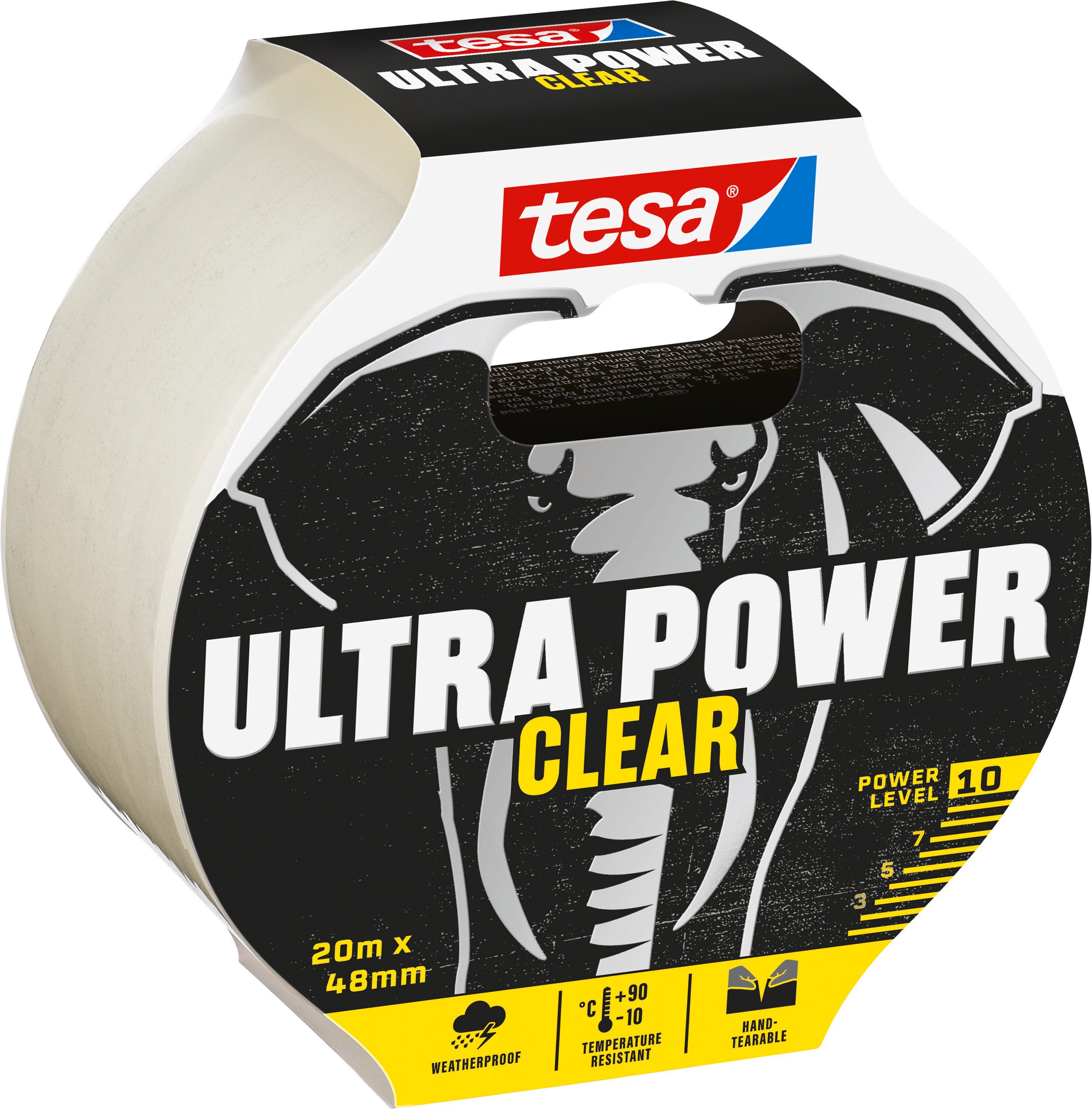 tesa Klebeband ULTRA POWER CLEAR Reparaturband, wetterfestes Panzertape (Packung, 1-St) ideal zum Reparieren, Abdichten & Befestigen - transparent | Klebefilme