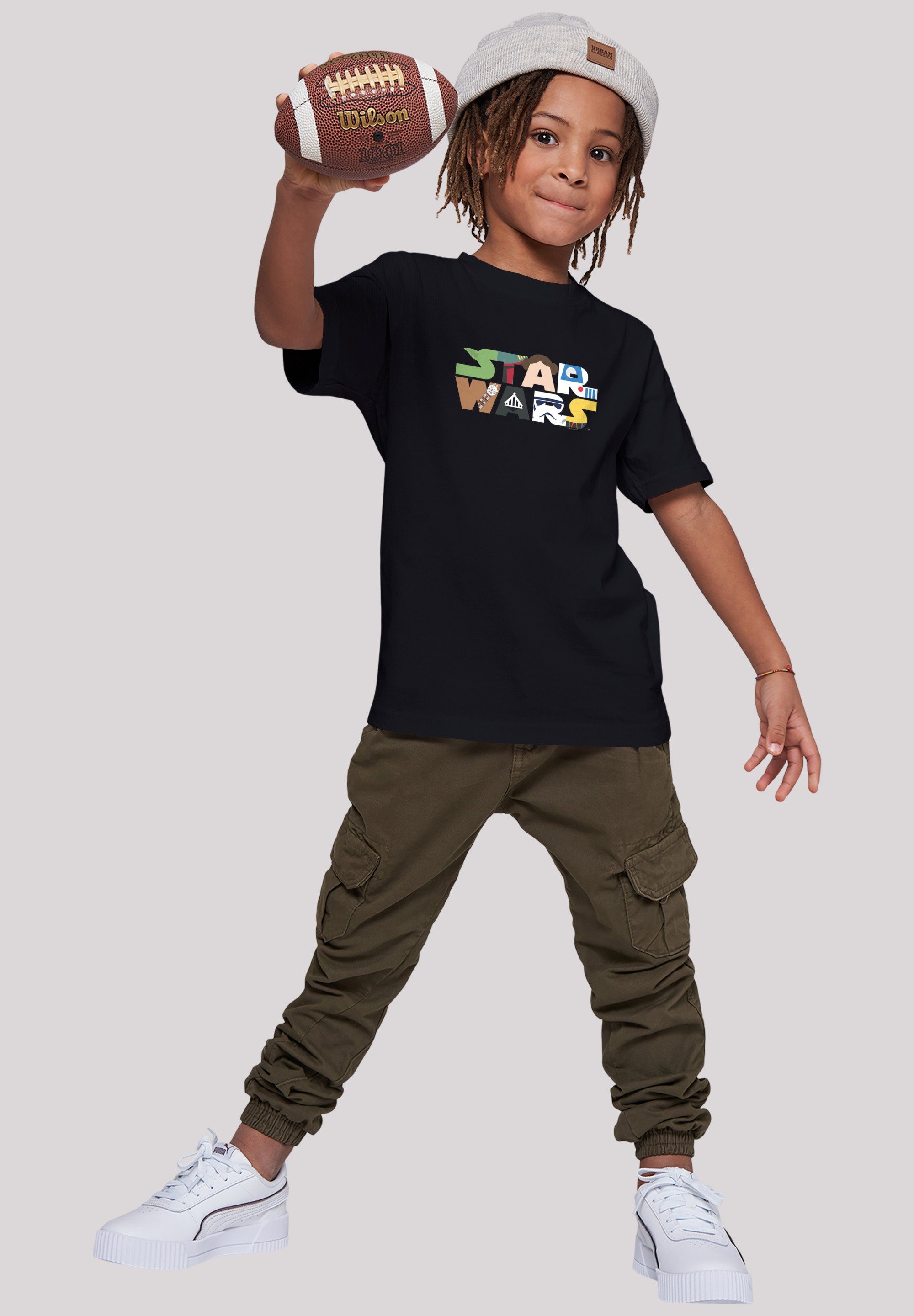 Kurzarmshirt Tee (1-tlg) Character with Basic Wars Kids Logo F4NT4STIC Kinder black Star