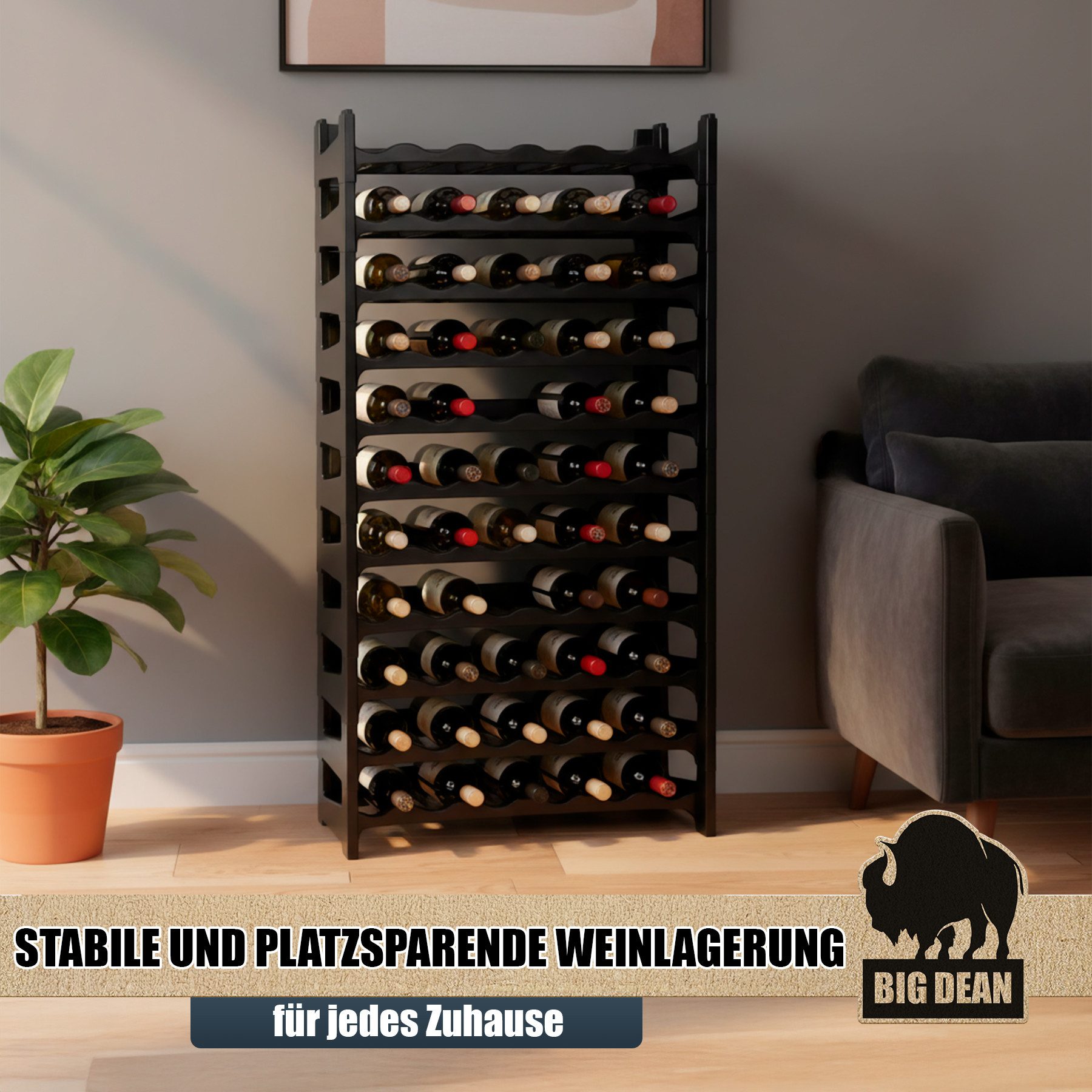 BigDean Flaschenregal Flaschenregal stapelbar für 72Flaschen Weinregal, Set günstig online kaufen