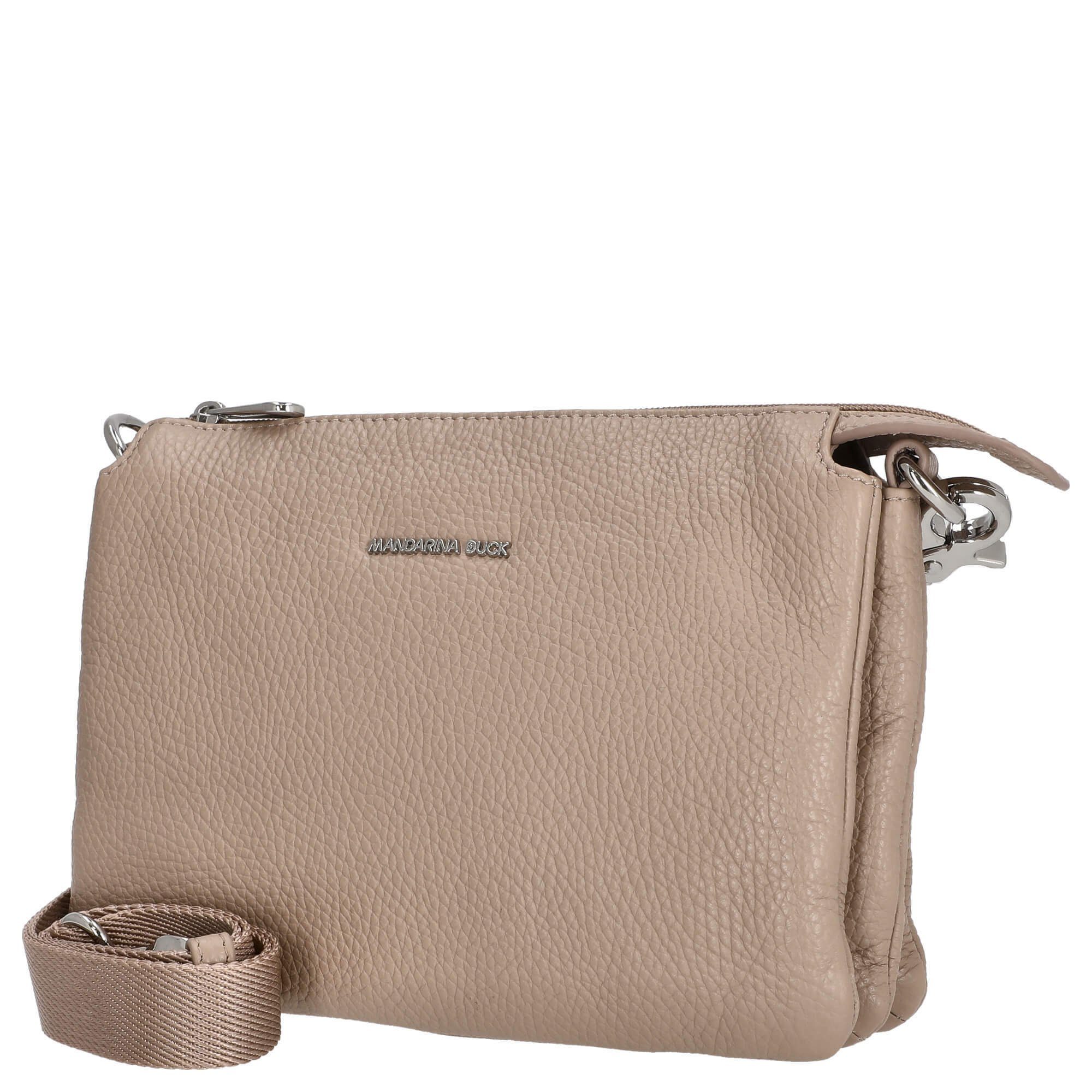 Leather Duck Abendtasche warm Mandarina Clutch cm (1-tlg) - 23 Pochette taupe Mellow