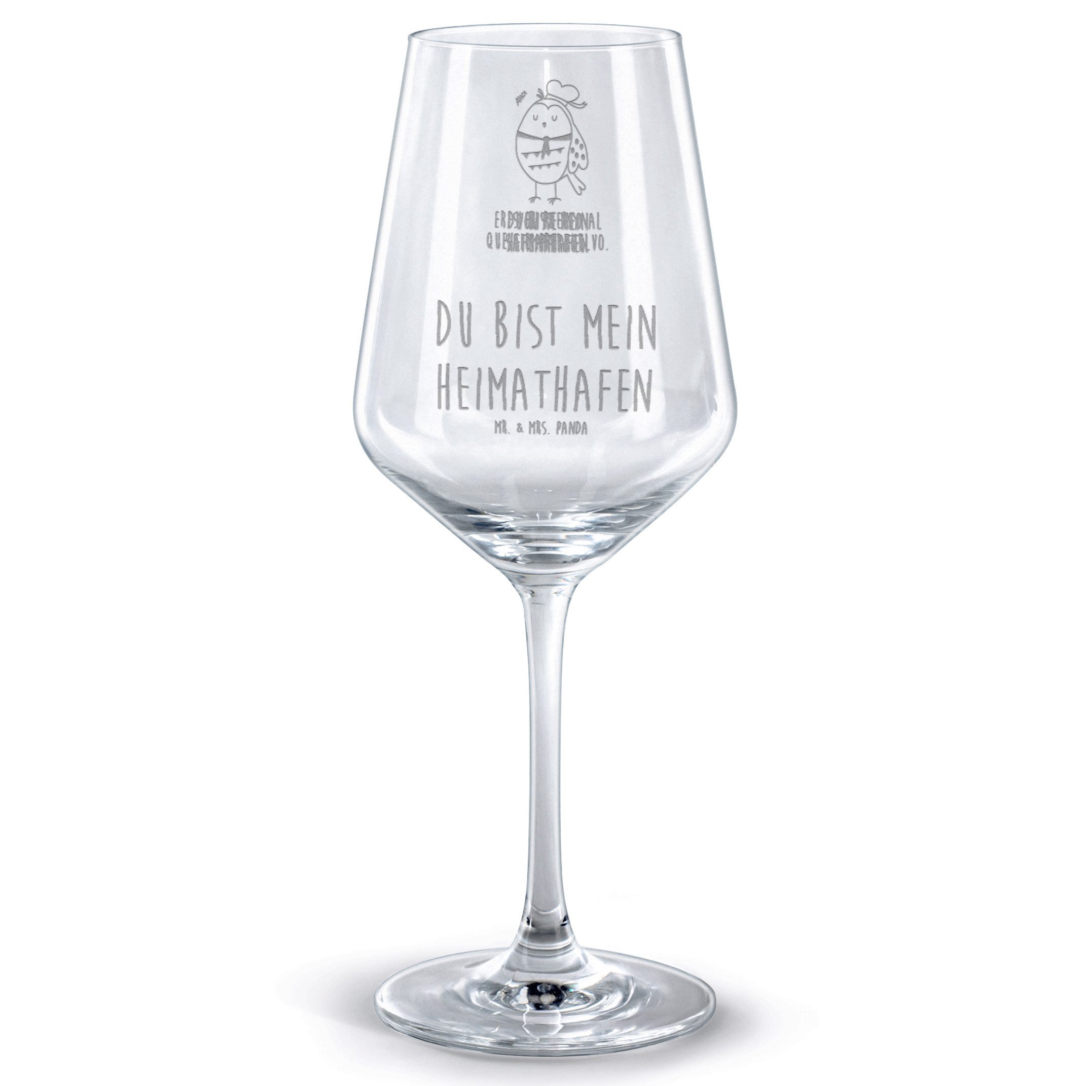 Mr. & Mrs. Panda Rotweinglas Eule Matrose - Transparent - Geschenk, Rotweinglas, Owl, Hochwertige, Premium Glas, Spülmaschinenfest