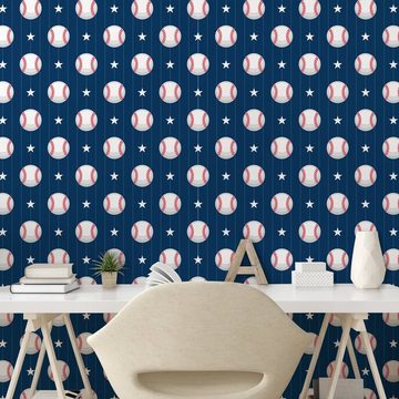 Abakuhaus Vinyltapete selbstklebendes Wohnzimmer Küchenakzent, Sport Baseball-Streifen