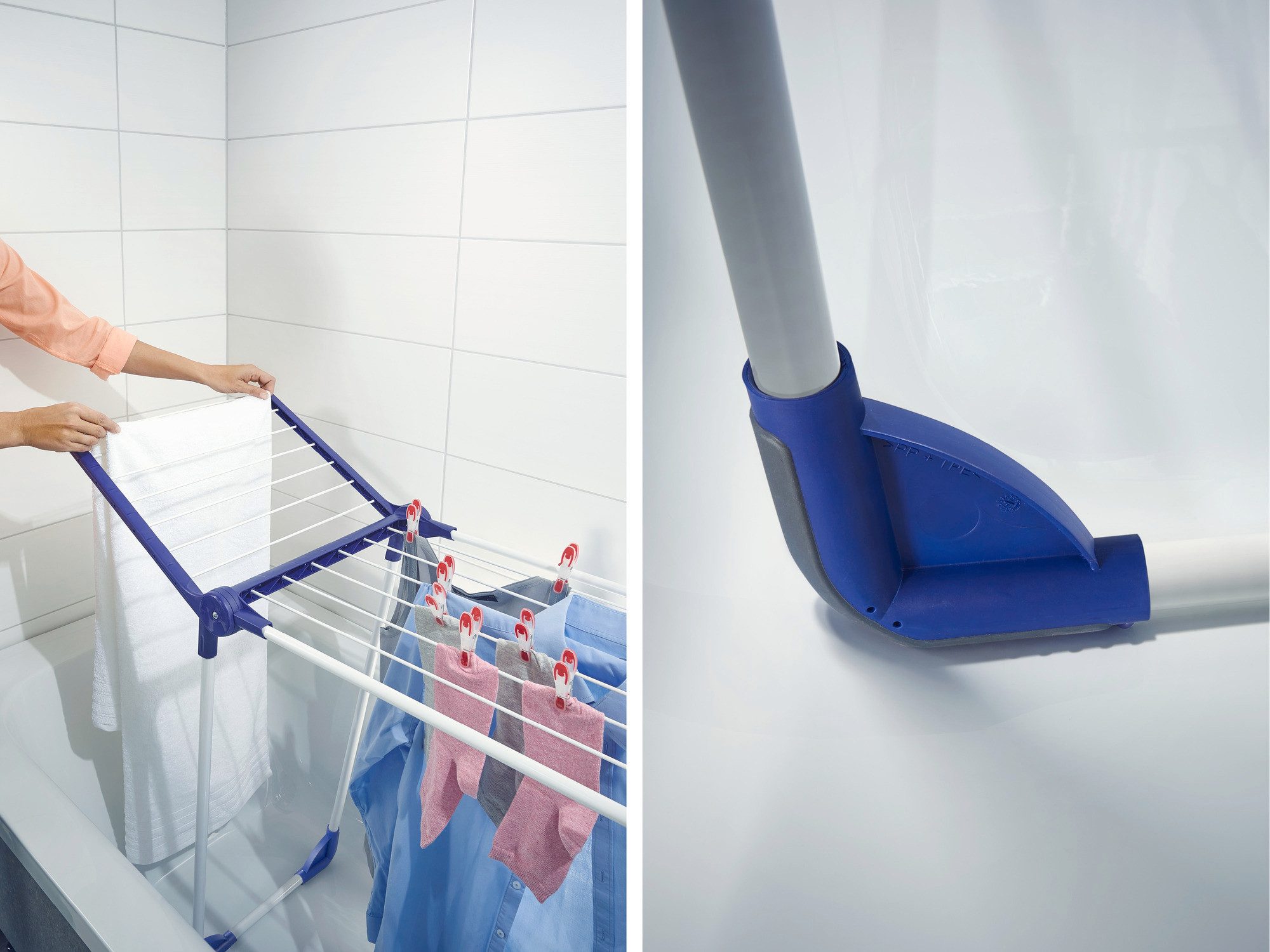 Leifheit Wäscheständer Standtrockner Pegasus 120 Solid Bath, 12m Trockenlänge, 93cm Flügelhöhe, schmal (43cm), passt in Badewannen