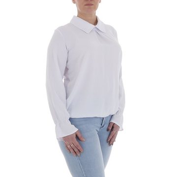 Ital-Design Langarmbluse Damen Elegant Bluse in Weiß