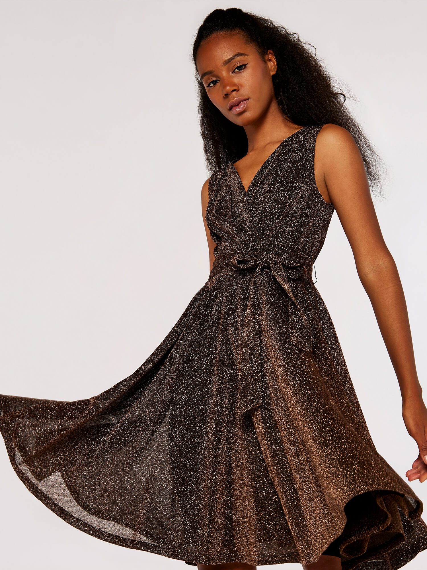 Apricot Partykleid Skaterkleid (2-tlg., mit Gürtel) mit Taillenband und Lur günstig online kaufen