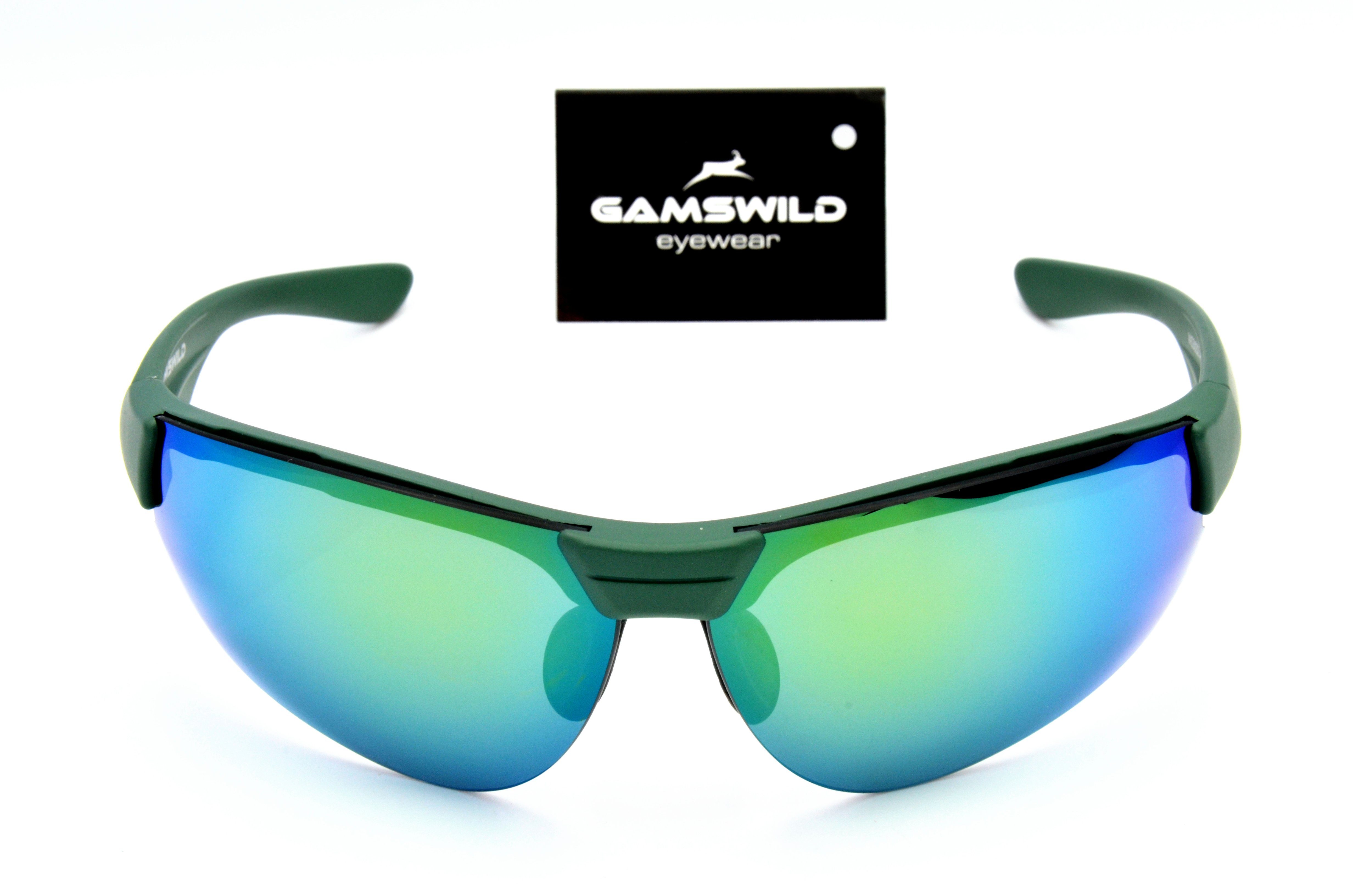 Gamswild Sportbrille WS3032 Sonnenbrille Damen Herren blau, Halbrahmenbrille Fahrradbrille Unisex, weiß, Skibrille grün