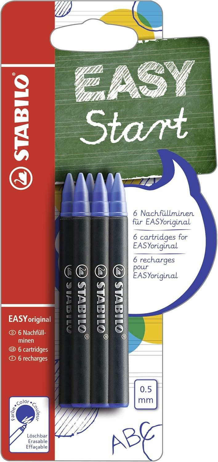 STABILO Kugelschreiber STABILO EASYoriginal Tintenpatronen – 6 Stück blau 0,5 mm