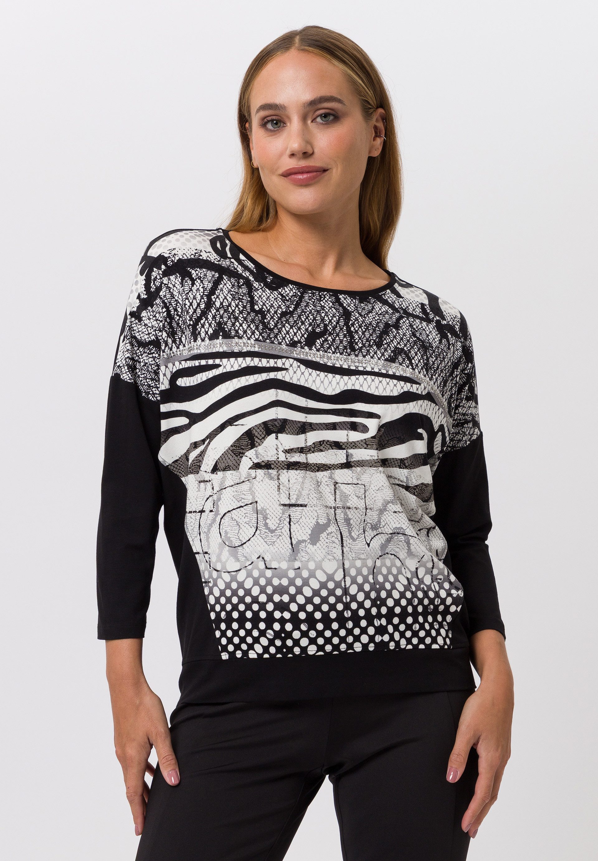 TUZZI 3/4-Arm-Shirt mit Print-Mix-Effekt günstig online kaufen