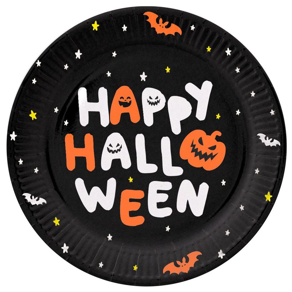Folat Pappteller 8 Partyteller - Happy Halloween - BoOo - ca. Ø 23 cm