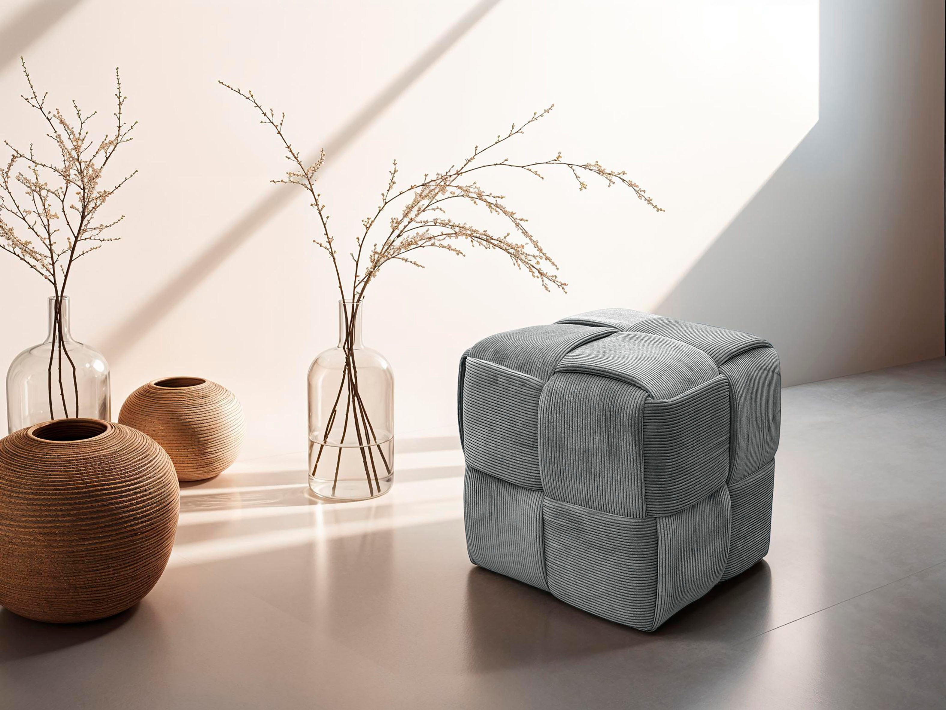 byLIVING Pouf URBAN, Bezug Cord in verschiedenen Farben, Schaumstoff