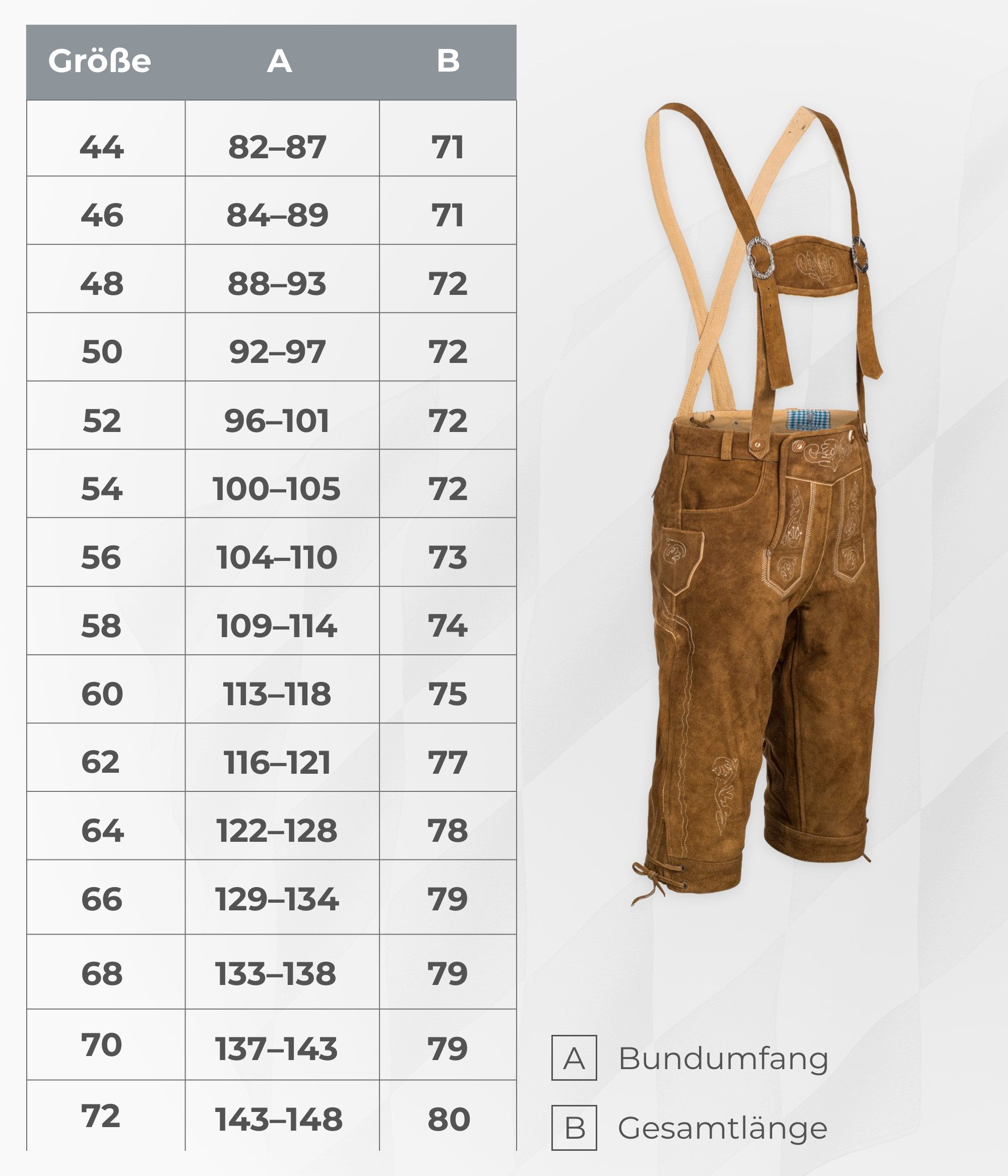 Spirit of Bavaria Trachtenlederhose aus 100% Echtleder I Lederhose Herren mit Träger I Tracht Hose Männer (I Traditionelle Trachtenlederhose für Herren, I Kniebund Oktoberfest Outfit Trachtenhose 506)