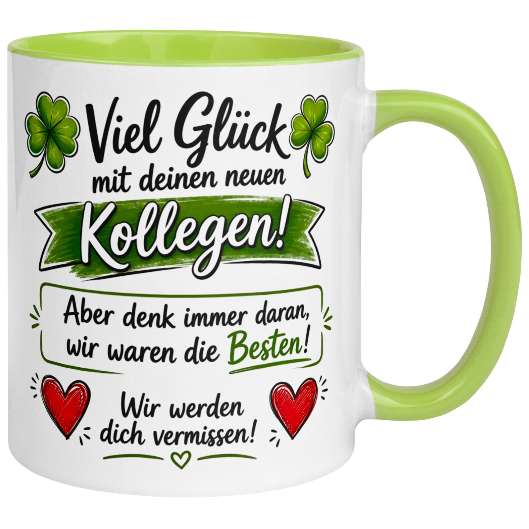 Momentals Tasse Abschied – „Viel Glück mit deinen neuen Kollegen“ – Abschiedsgeschenk, Gratis Versand · Links-&Rechtshänder · Spülmaschinenfest
