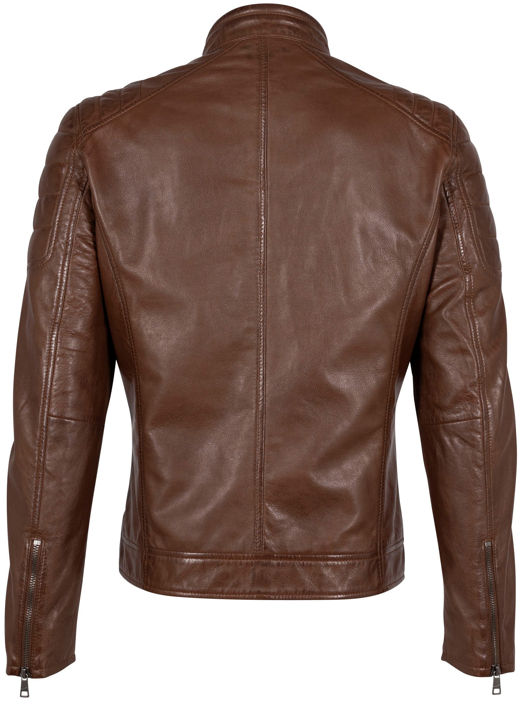 Mauritius Lederjacke GBDerry LAORV mit Stehkragen, Reißverschluss, Schulterpasse