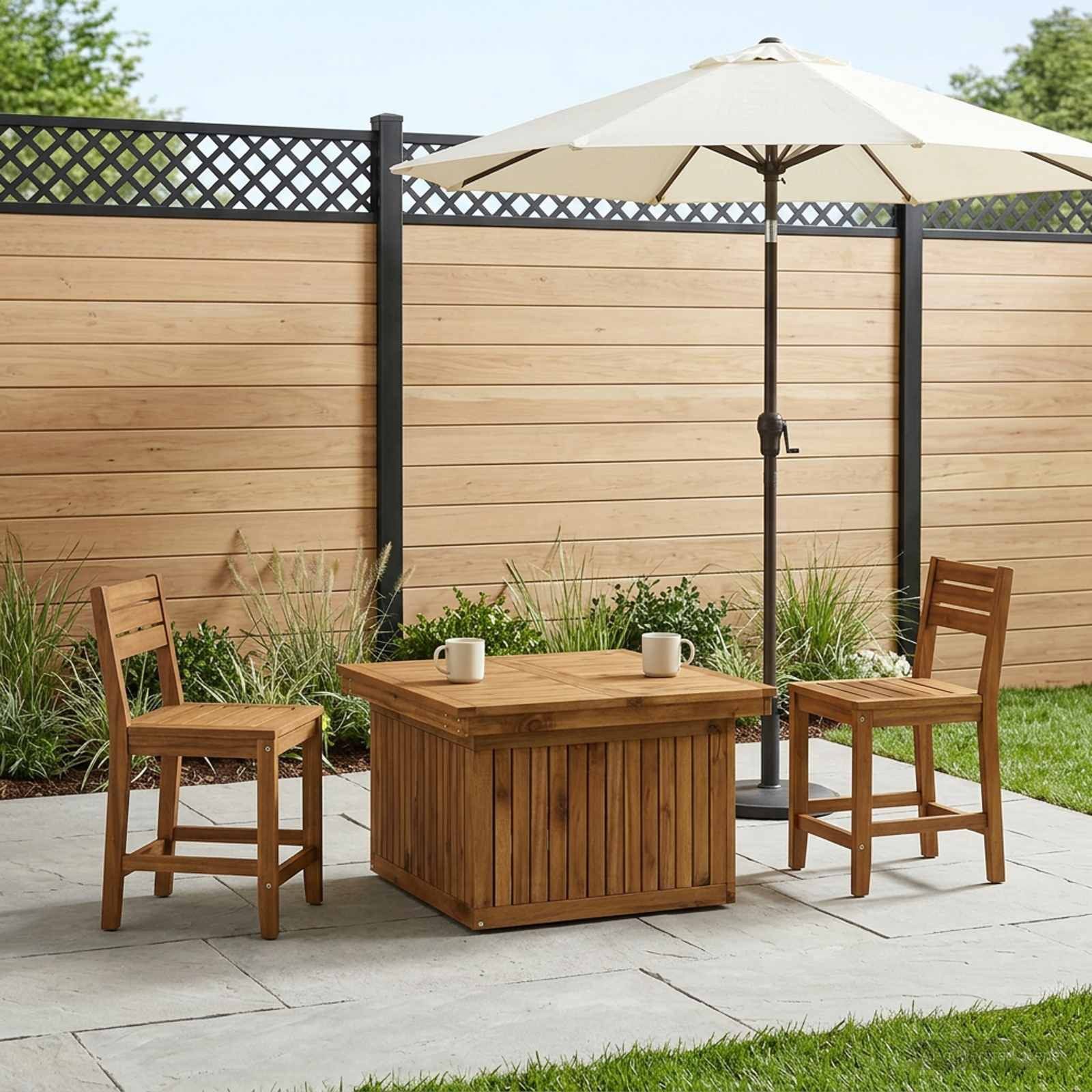 vidaXL Couchtisch Gartenkaffee Tisch aus massivem nholz höhenverstellbar (1-St)