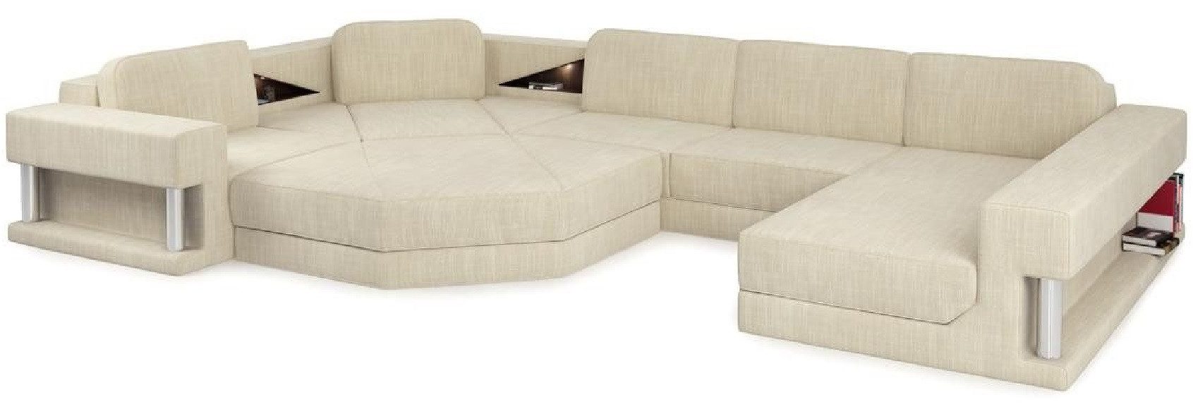 Xlmoebel Wohnlandschaft Beiges Ecksofa mit USB-Anschluss und hochwertigem Polsterdesign, 1 Teile, Hergestellt in Europa