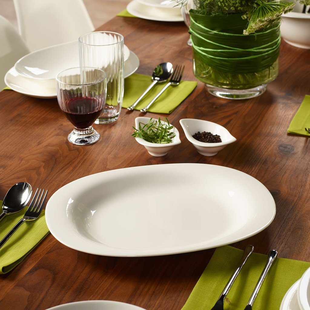 Villeroy & Boch Servierplatte New Cottage Basic Servierplatte 34 cm, Porzellan, (1-tlg), Premium Porcelain, mikrow.- & spülm.sicher, Made in Germany