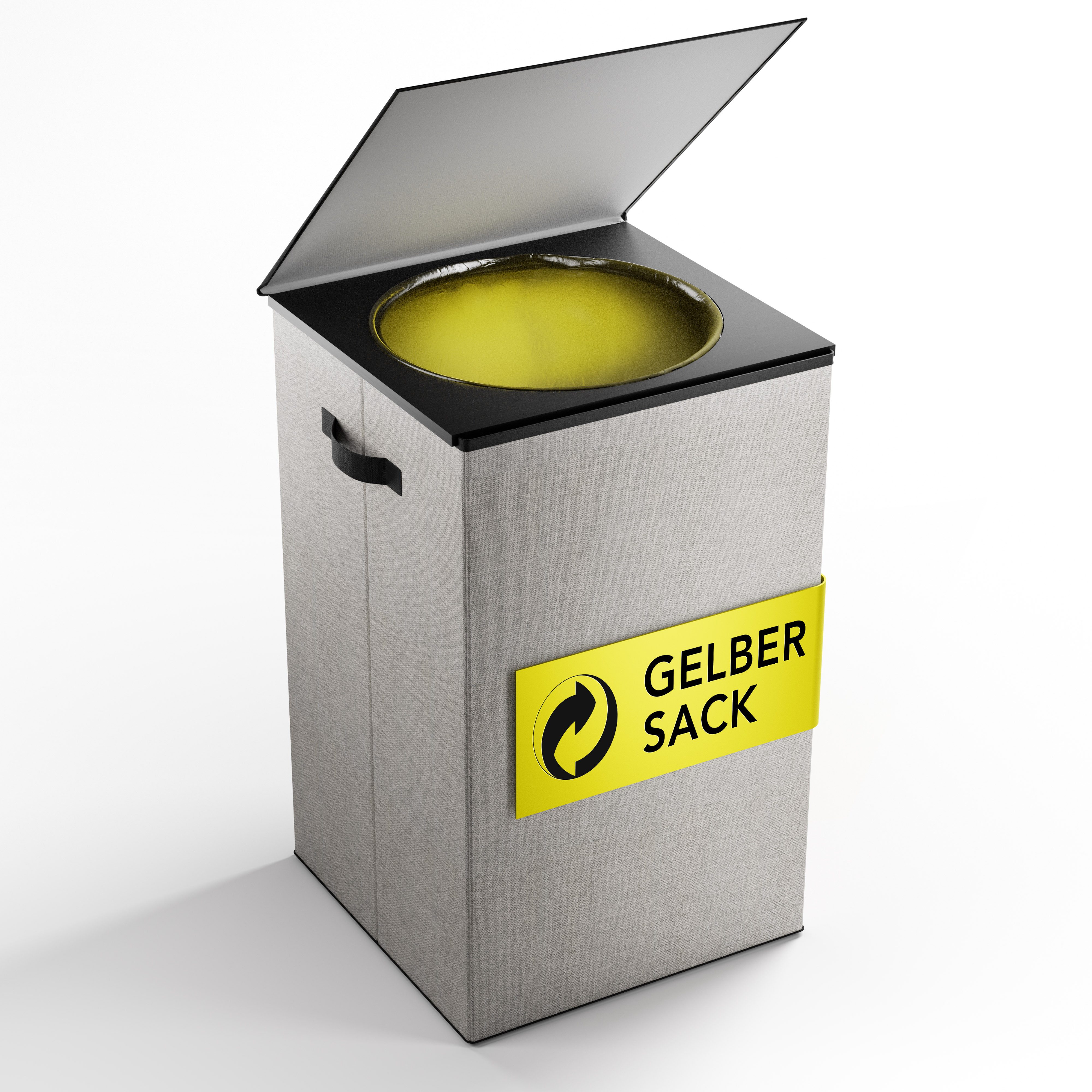 Müllsackständer Gelber Sack Ständer 70L – Gelber Sack Mülleimer mit Klappdeckel, Grau