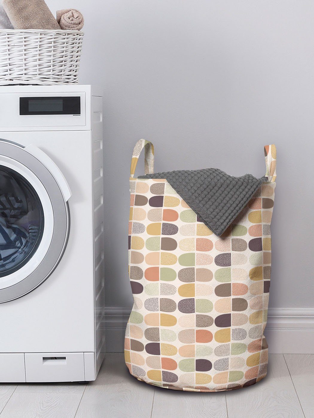Farben Waschsalons, Gedämpfte Abakuhaus Gepunktete Griffen für mit Vertikal Kordelzugverschluss Wäschesäckchen Wäschekorb