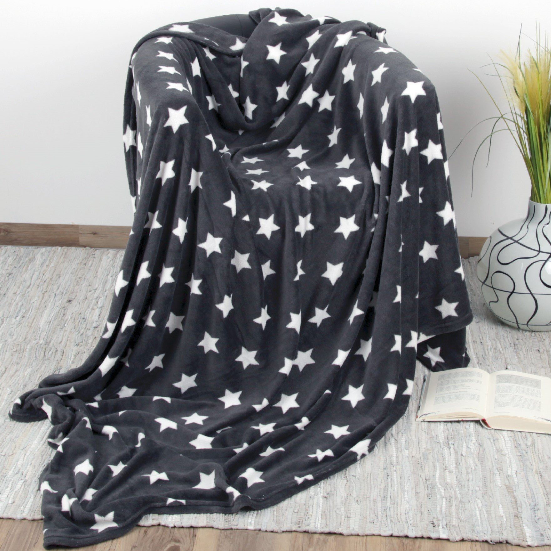 Wohndecke Sterne, Bestlivings, Kuscheldecke XXL Flauschdecke Microfaser-Dec günstig online kaufen