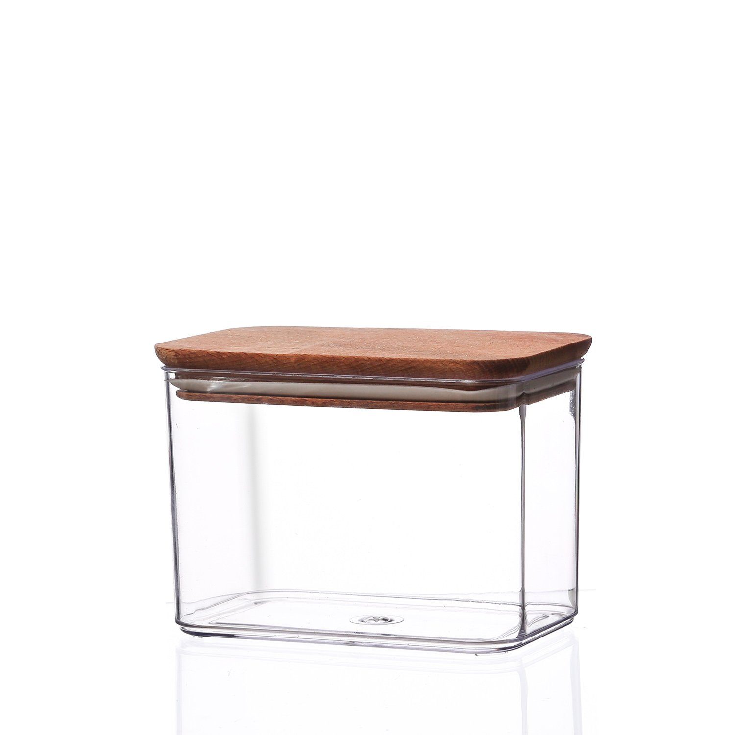 3er GAUMENKICK Vorratsdose Holzdeckel Set, 2L Vorratsglas (3-tlg) Vorratsdose 1x 2x Aufbewahrung Kunststoff, 1L