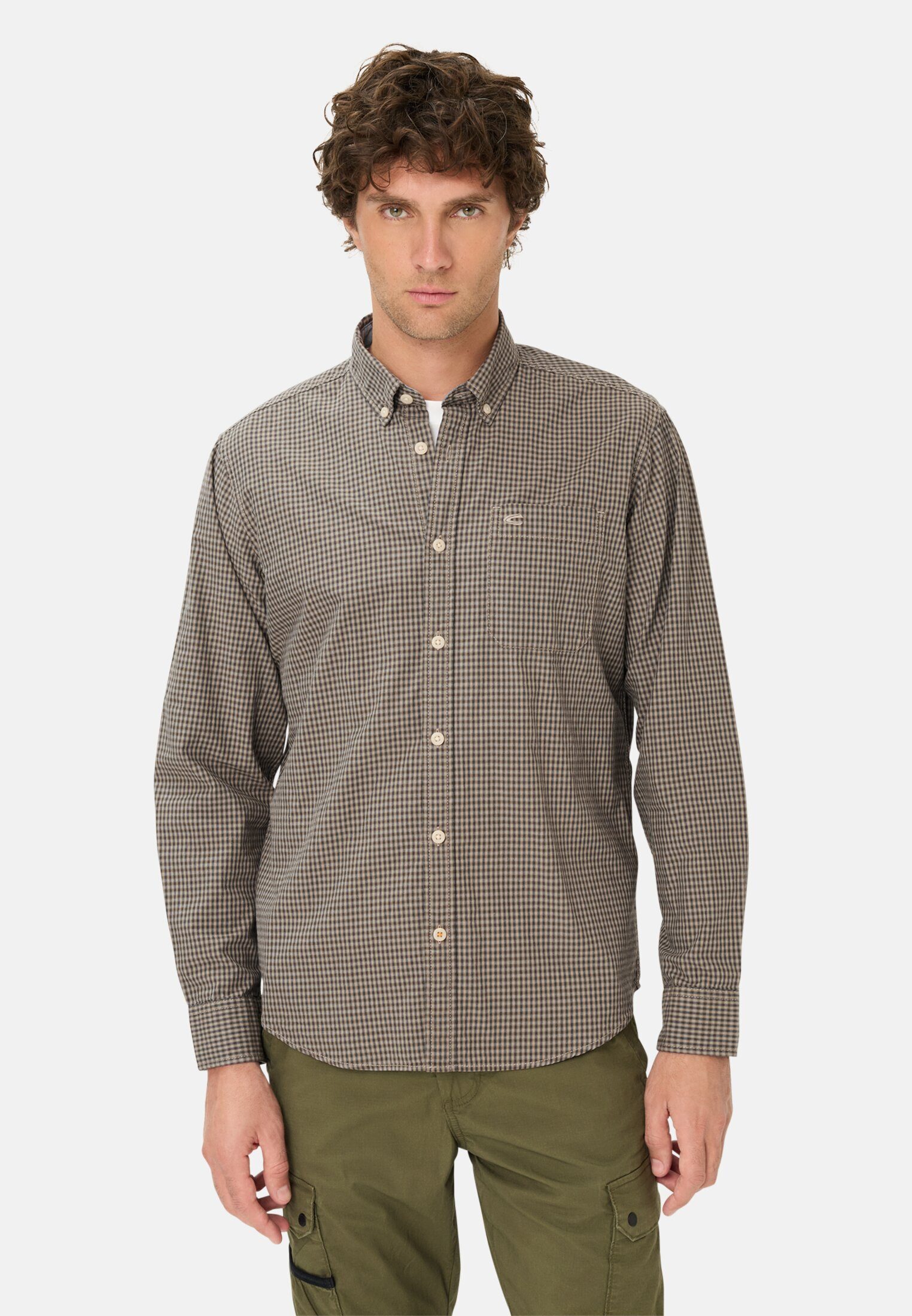 camel active Karohemd mit Brusttasche Langarm Button-Down Button-Down günstig online kaufen