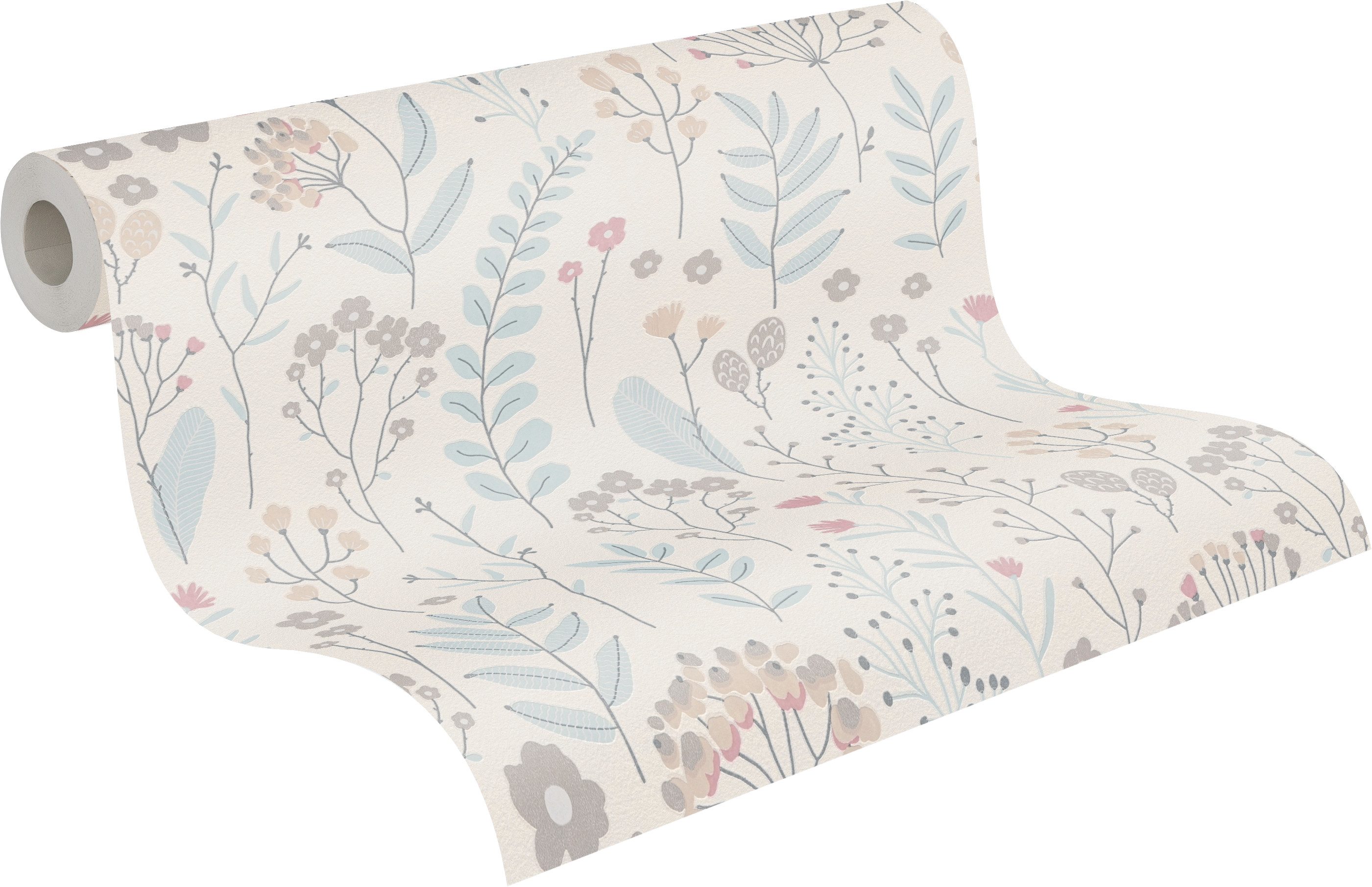 A.S. Création Vliestapete Attractive 3 – Nordic Floral, aufgeschäumt, floral, Metallic, glänzend
