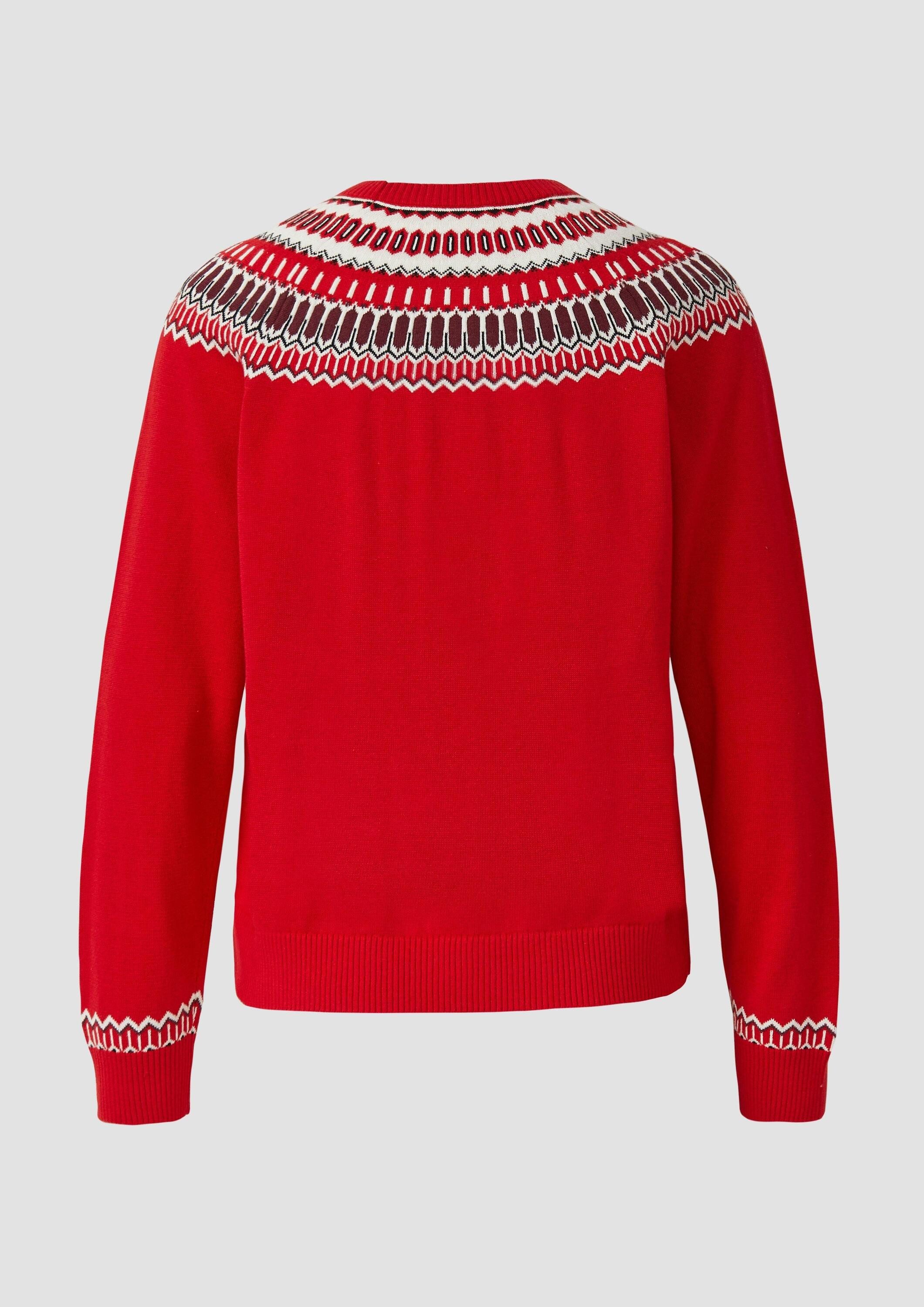 s.Oliver Longpullover Strickpullover Feinstrickpullover mit Norwegermuster