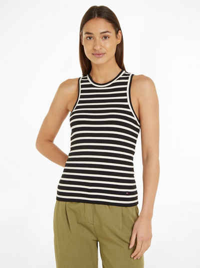 Tommy Hilfiger Tanktop SLIM 5X2 RIB STRIPE TANK NS mit Logostickerei