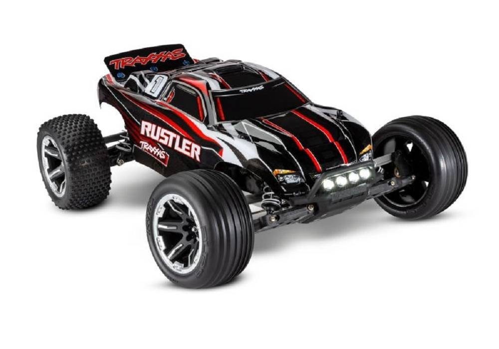 Traxxas RCAuto Traxxas RC Buggy Rustler rot/schwarz RTR mit Akku + LED
