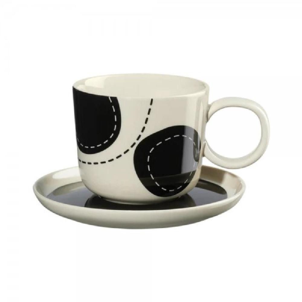 ASA SELECTION Tasse Asa Kaffeetasse mit Untertasse Variété Artiste Schwarz-Weiß (2-teilig)