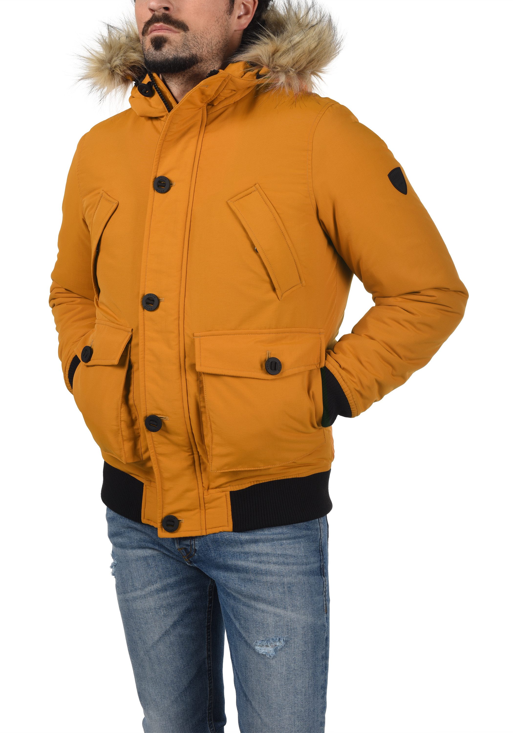 !Solid Winterjacke SDFrio Winterjacke mit Kapuze und abnehmbarem Kunstell günstig online kaufen
