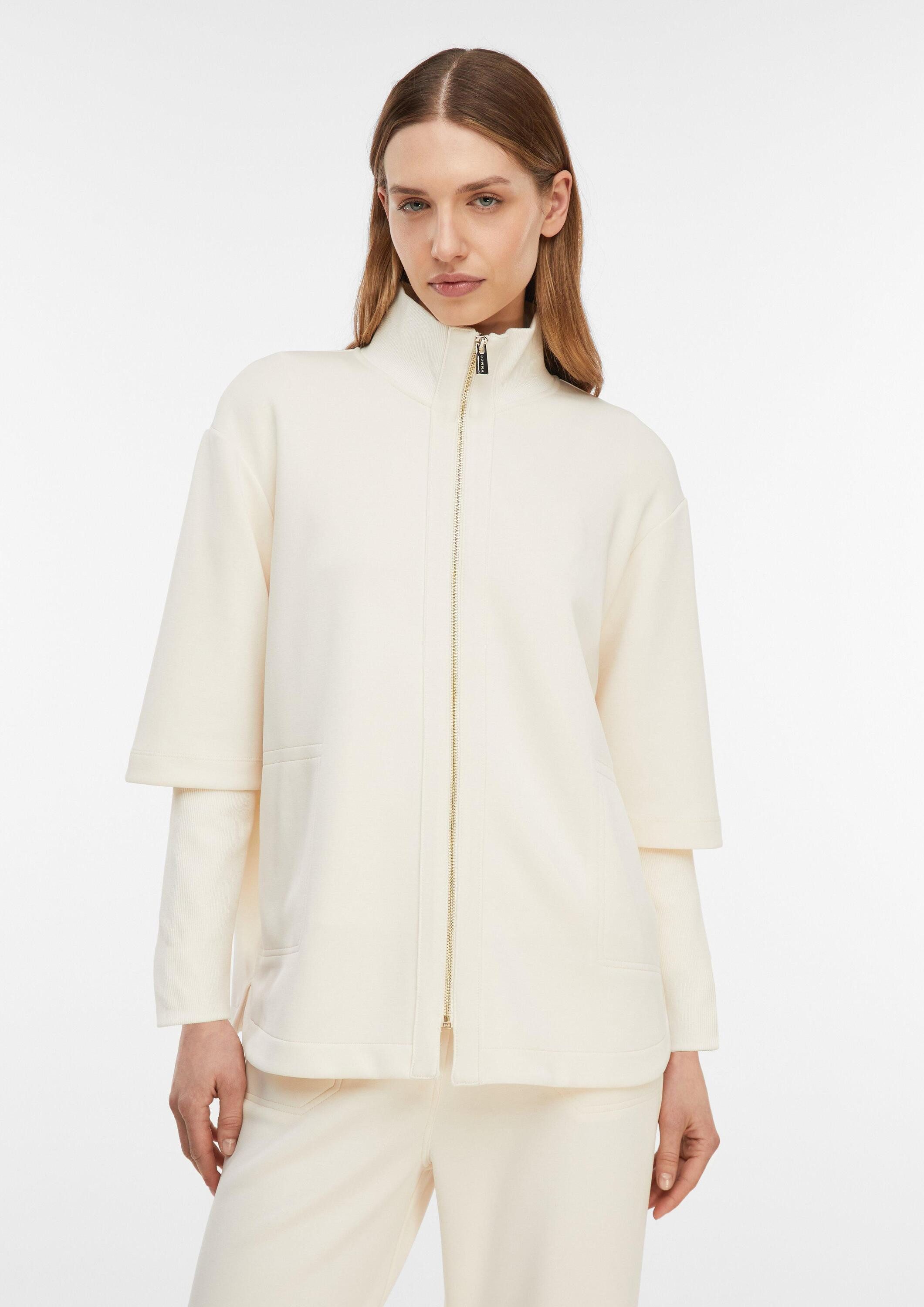 comma Sweatjacke Sweatshirt Jacke Sweatjacke aus weichem Jersey mit Rippdetails