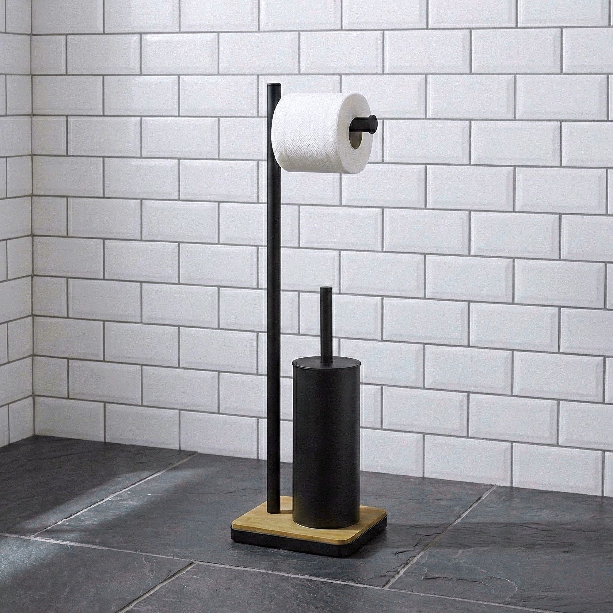 NUXIO WC-Garnitur WC-Garnitur mit Toilettenpapierhalter und Bambus-Bodenplatte IVLO – Bild 2 von 5
