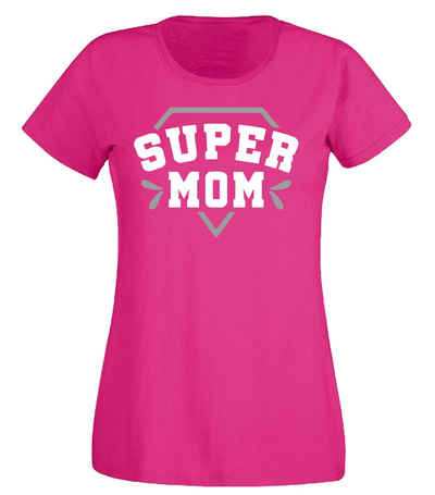 G-graphics T-Shirt Damen T-Shirt - Super Mom mit trendigem Frontprint, Slim-fit, Aufdruck auf der Vorderseite, Spruch/Sprüche/Print/Motiv, für jung & alt