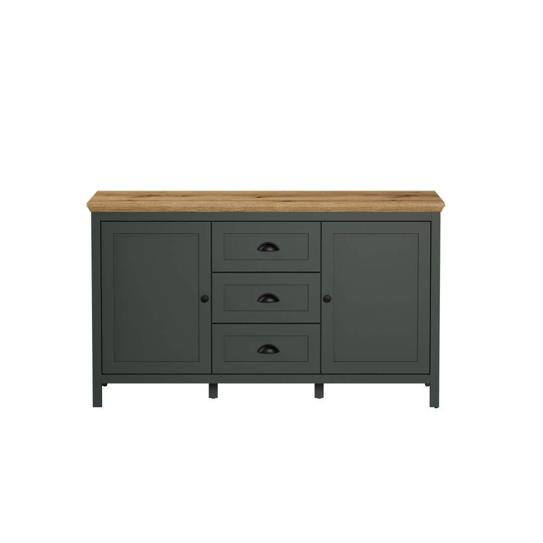 trendteam Sideboard Stanton Sideboard grün, Eiche dekor.