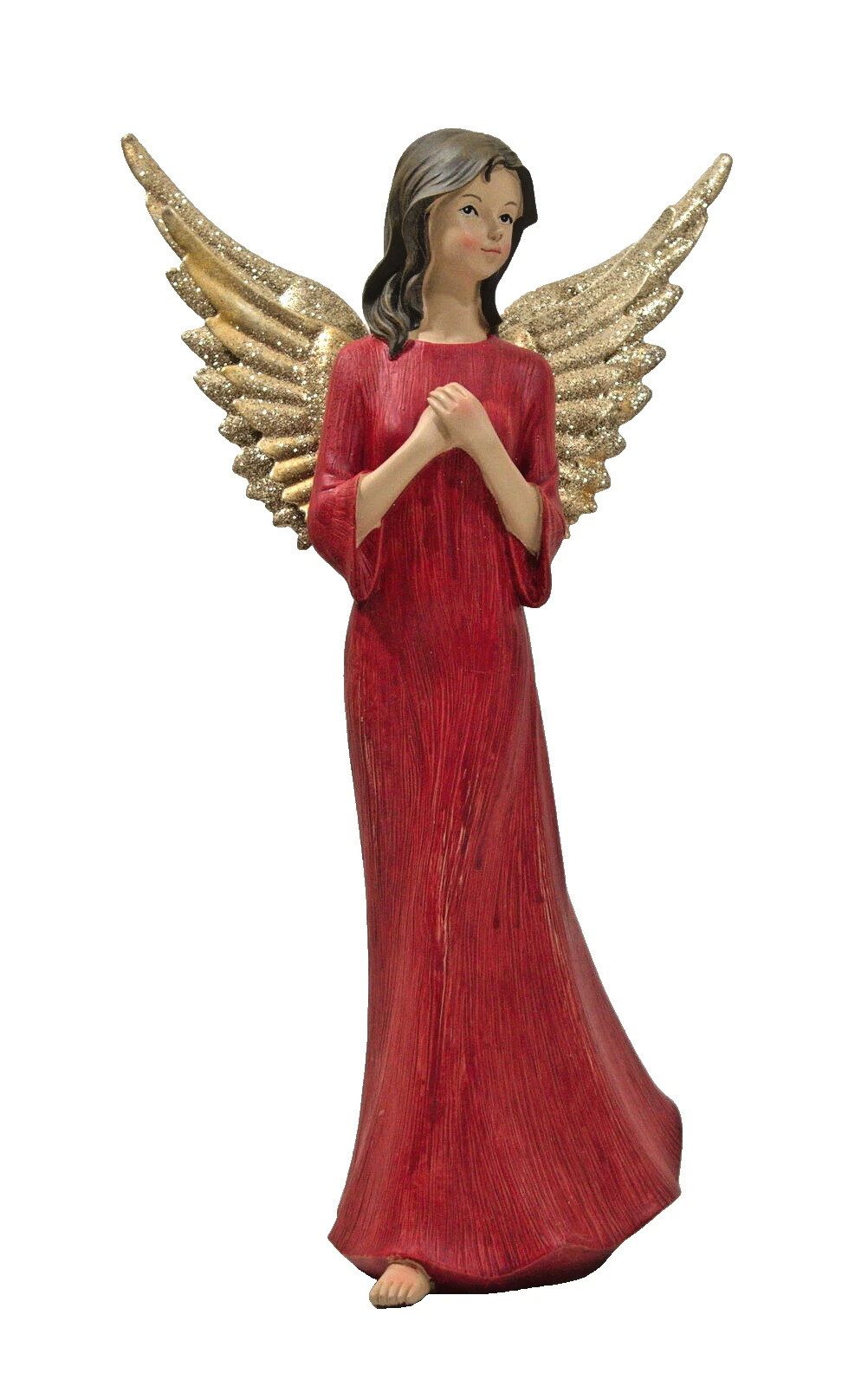 Kaufhaus le petit Engelfigur Deko Engel mit Metall Flügel Weihnachtsengel Skulptur Figur Elfe Fee, Schutzengel Dekofigur Dekoskulptur aus Polyresin (Kunststein)
