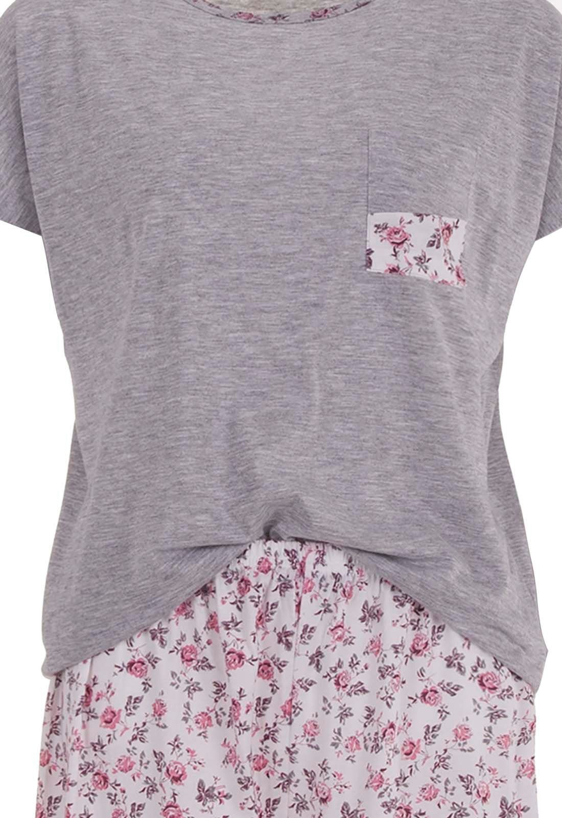zeitlos Graue Set Capri Schlafanzug Rose - Pyjama