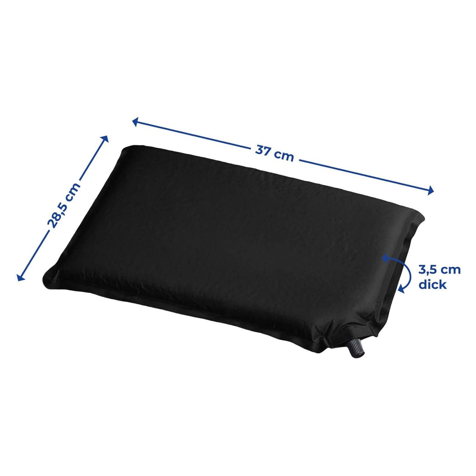 HAC24 Reisekissen Outdoor Sitzkissen Camping Kissen Sitzunterlage Stadionkissen, 1-tlg., Schwarz selbstaufblasend 37 x 28,5 cm
