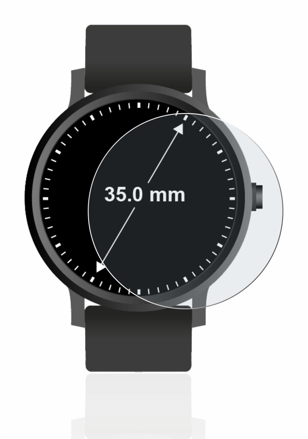 upscreen Displayschutzfolie Schutzfolie für Armbanduhren (Kreisrund, ø: 35 mm), Displayschutz Schutz Folie Matt Entspiegelungsfolie