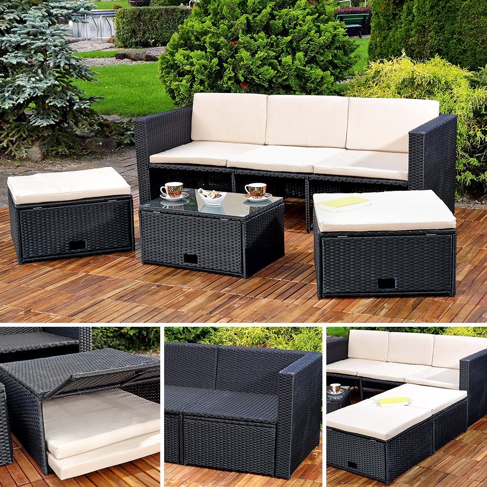 Mucola Gartenlounge-Set Polyrattan Lounge Rattanmöbel Sitzgruppe Gartenmöbel Gartenset, (Set, 4-tlg., Premium-Lounge), Hochwertige Flechtoptik