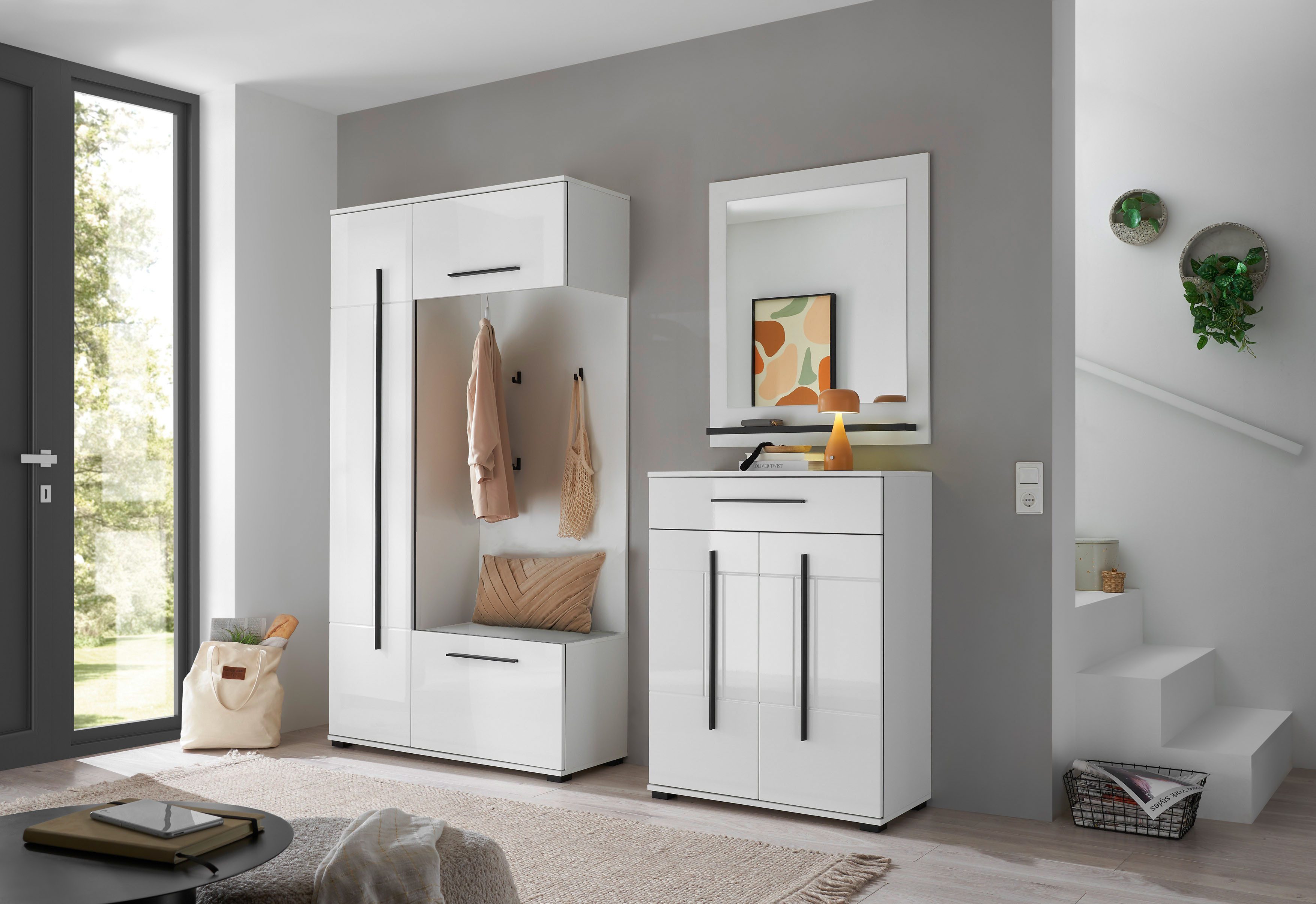 Home affaire Kompaktgarderobe Cantara Flurgarderobe, modern, 2 Farben, 111 cm breit vielseitig einsetzbar, unterschiedliche Stauraummöglichkeiten – Bild 2 von 5