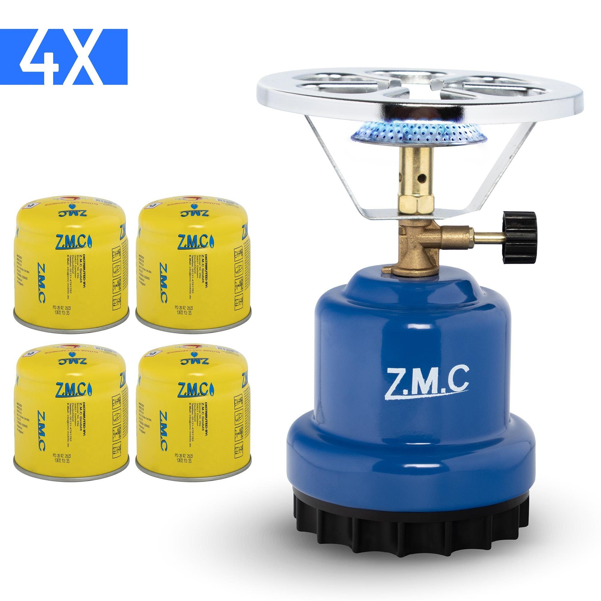 ZMC Gaskocher Campingkocher Gaskocher 1-flammig Shisha Kohleanzünder + Gaskartuschen, (Maximale Temperatur: 1100W / Gewicht: 370g / Abmessungen von 13 x 19 cm), Butangasbrenner Kartuschenkocher Kochfeld für Festivals, Wanderungen