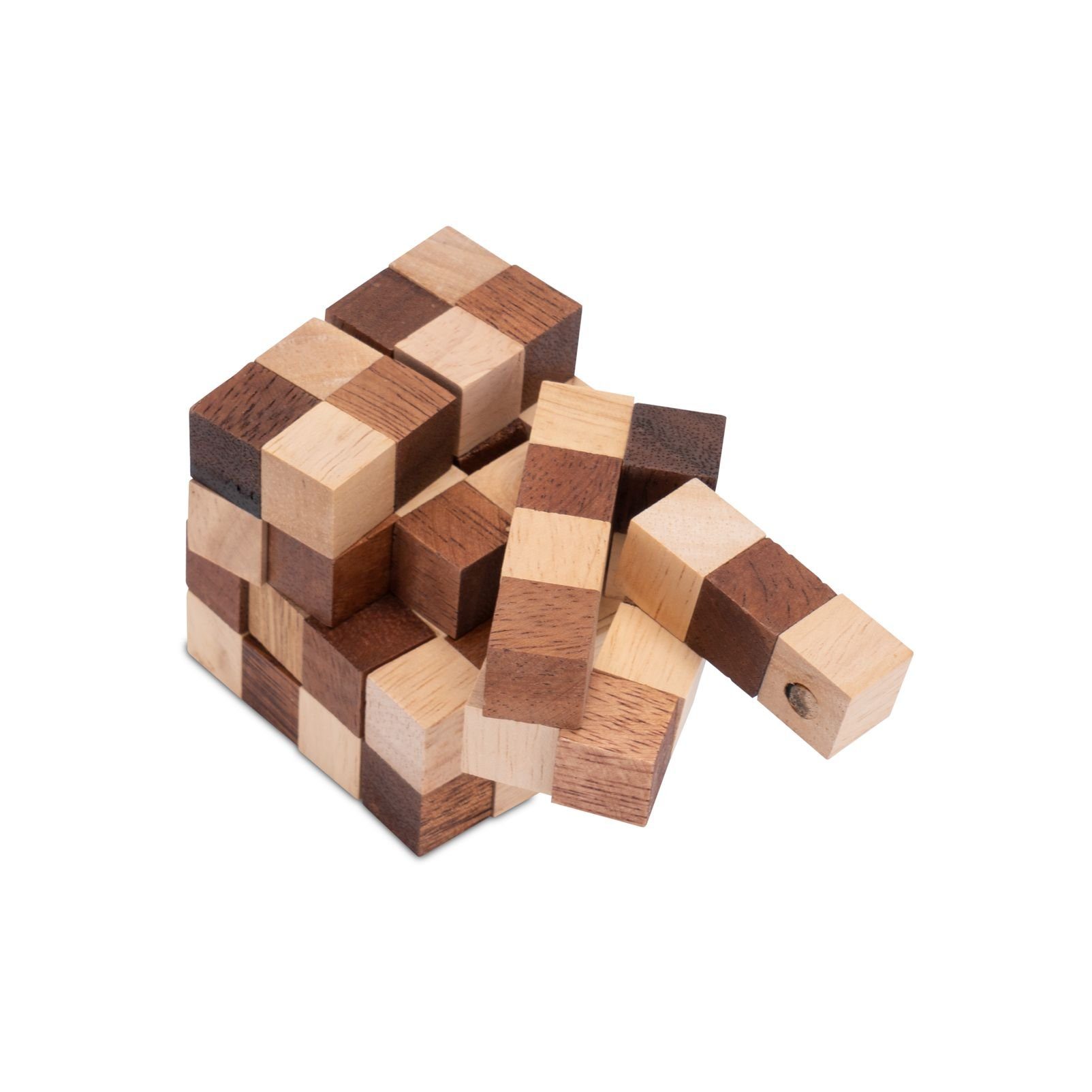 Cube 6 cm S Puzzle Snake - Spiel, Schlangenwürfel 3D Gr. aus Holzspiele - Holzspielzeug Kantenlänge - 4x4 Holz Logoplay