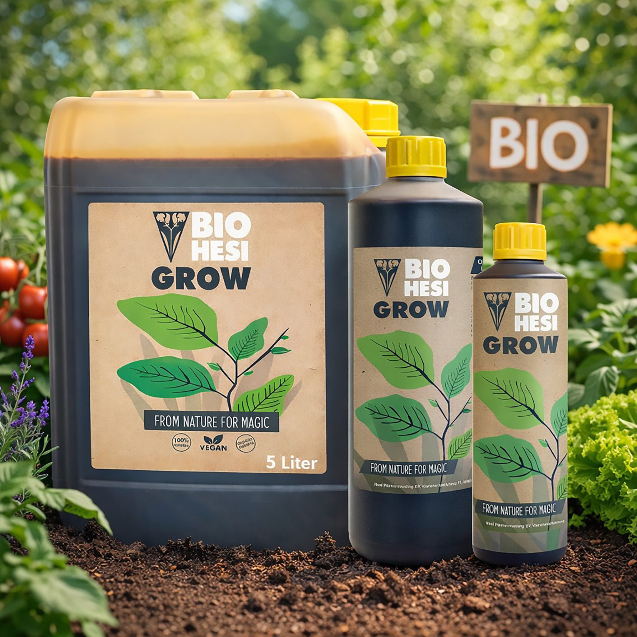 HESI Pflanzendünger HESI Bio Hesi Grow Wachstumsphasen Naturdünger, vegan, für Erde, Kokos und Hydrokulturen