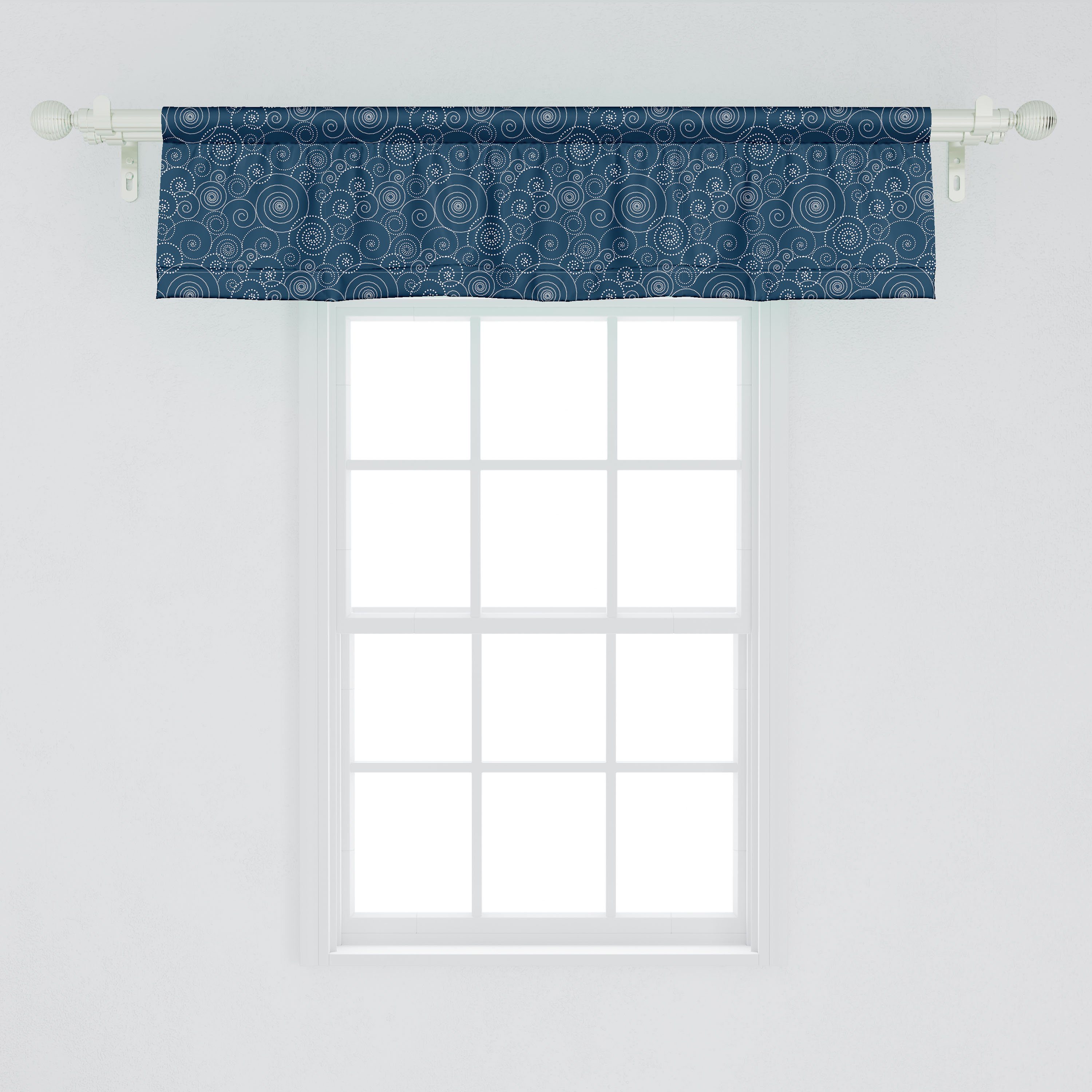 Scheibengardine Vorhang Abstrakt Volant für Schlafzimmer Küche mit Dekor Microfaser, Wave Kunst Gepunktete Stangentasche, Abakuhaus, Motiv Sea